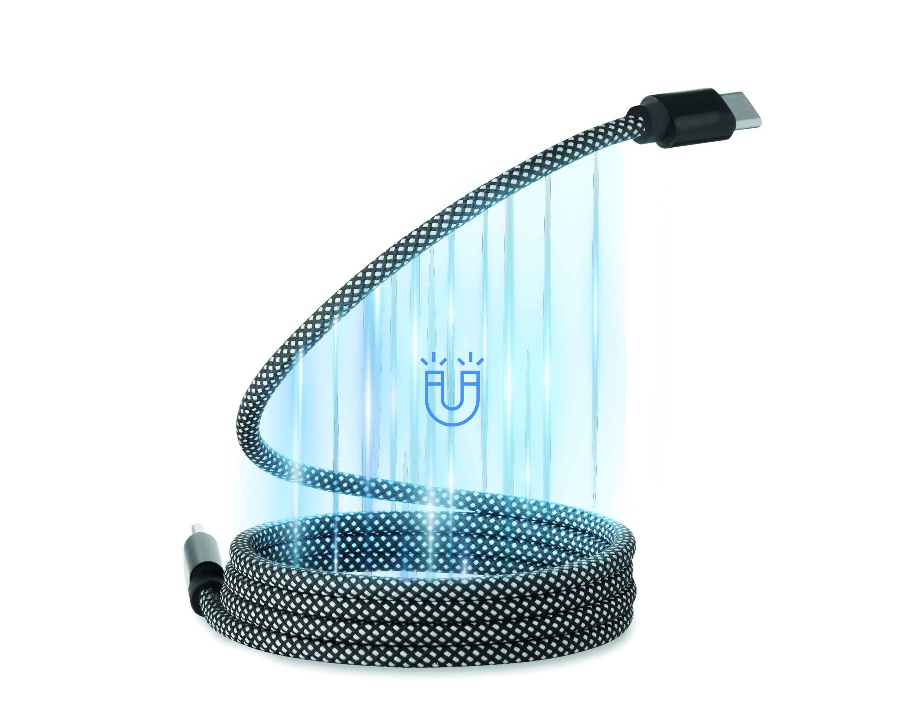 USB-C, Lichtkabel, Gehäuse, Kabel, Lightning-Adapter, Ladekabel, USB-C, Flachkabel, geflochten, Blaues Licht