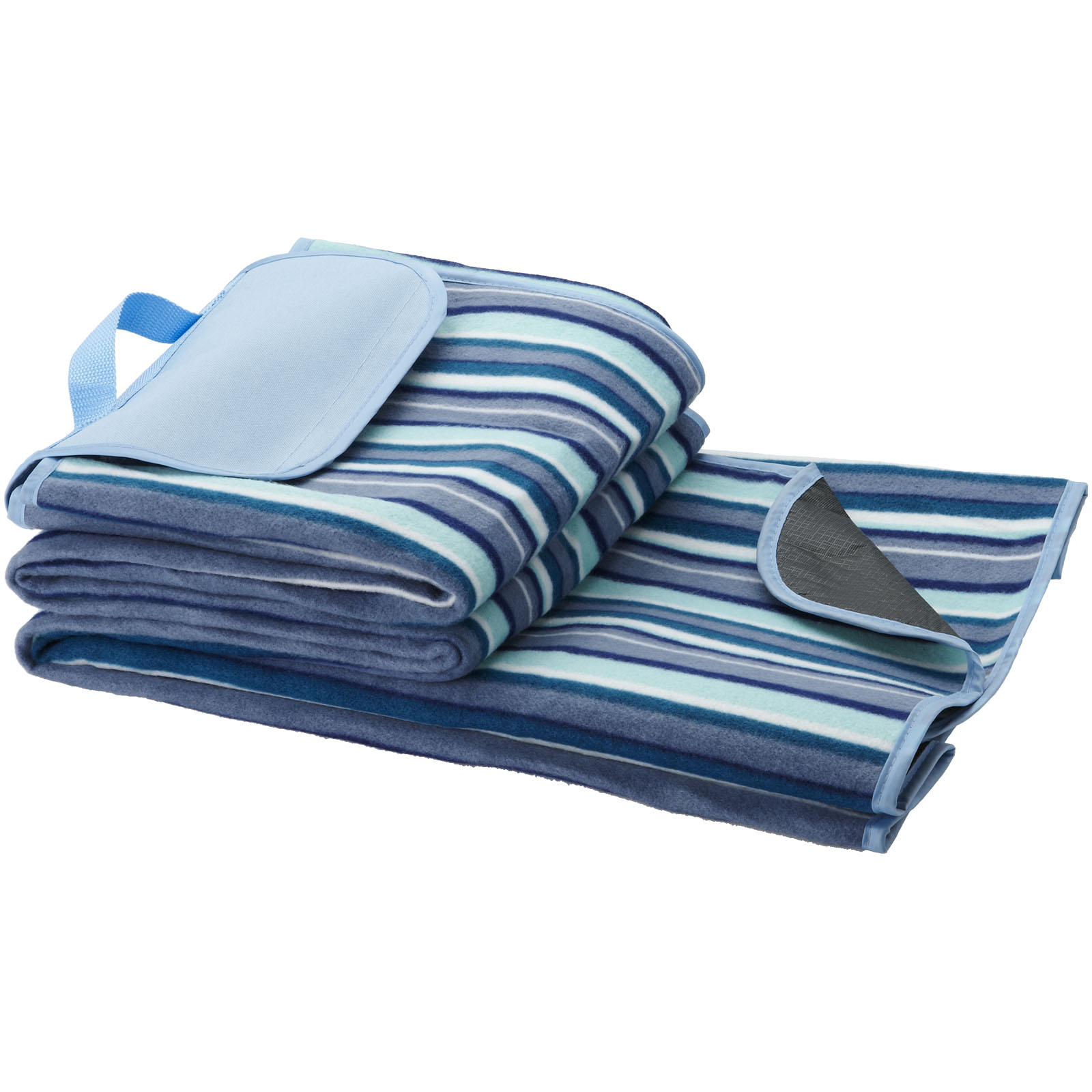 Stranddecke, Campingdecke, Streifen, Blau, Mikrofaser