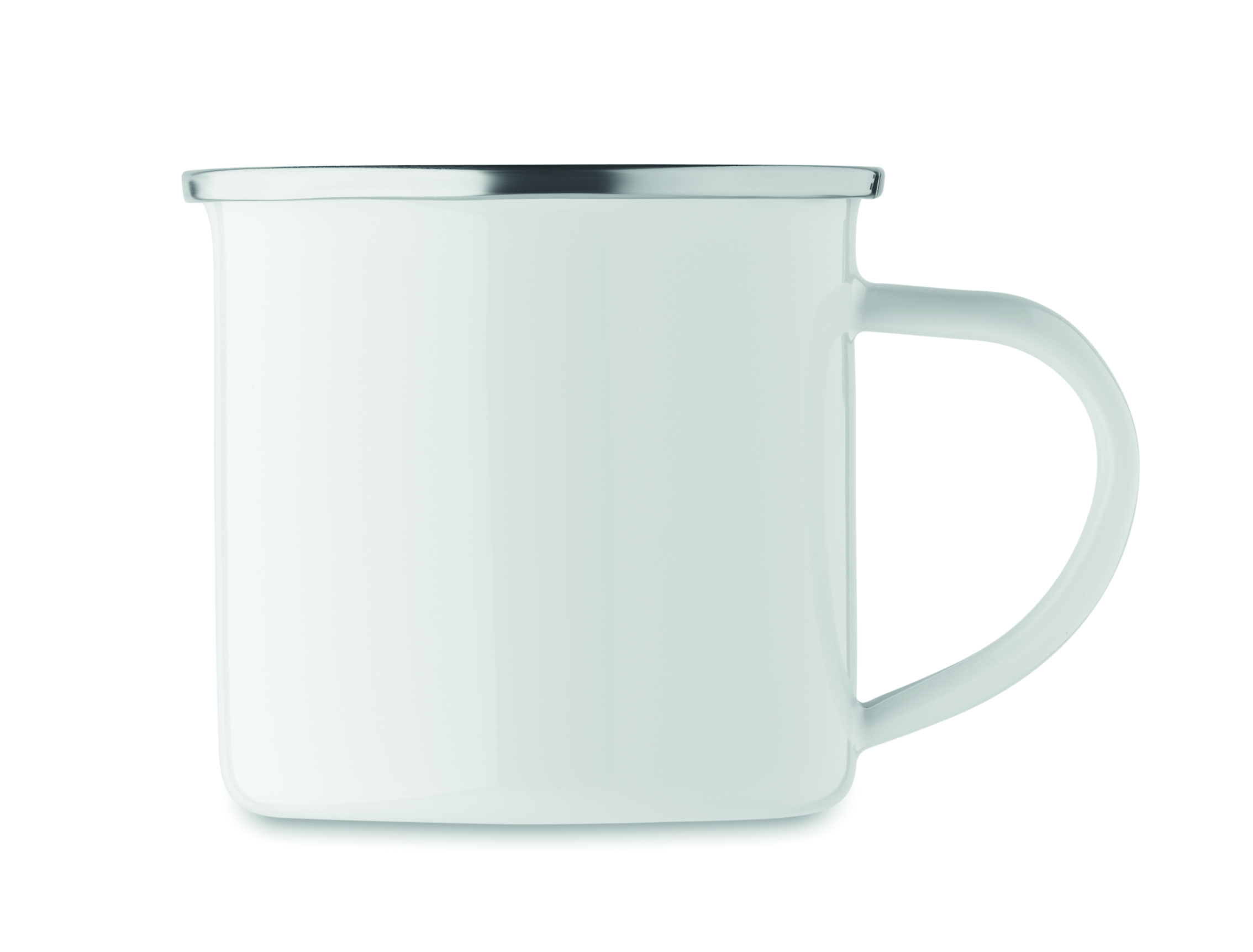 Porzellanbecher, Becher, Kaffeebecher, weiße Tasse, Metallrand, Becher, Tasse, Keramik, Milchweiß, Griff, Porzellanbecher, Becher, Milchkaffee-Behälter, Tasse, Kaffeebecher