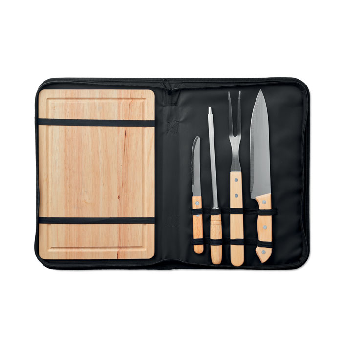 Grillmesser Set, Kochmesser, Holzgriff, Käse/Wein Zubehör, Reiseetui