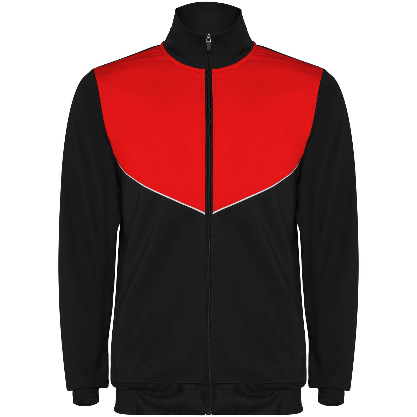 jacke, reissverschluss, rot, schwarz, sportstil, Trainingjacke, Schwarz-rot Farbfeld, Reißverschluss vorn, Langarm, Basisoberteil, Jacke, Windjacke, Reißverschluss, Schwarz, Rot, Jacke, Sportjacke, Reißverschluss, Rot Schwarz, Chevron Muster