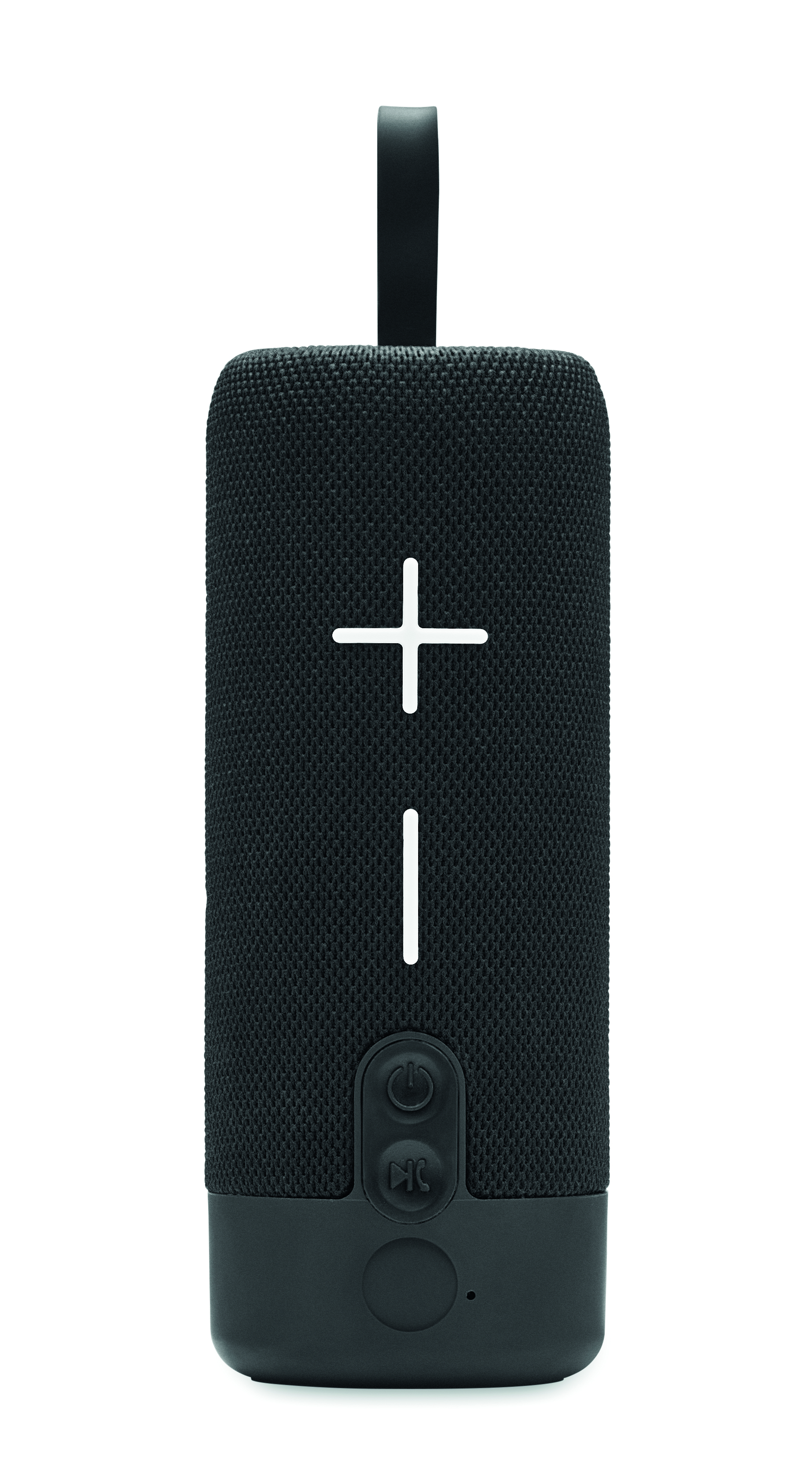 Bluetooth-Lautsprecher, tragbarer Lautsprecher, schwarz, Stoffoberfläche, Tasten Plus/minus, Bluetooth, Lautsprecher, Tragbar, Bluetooth-Lautsprecher, Outdoor, Bluetooth, Lautsprecher, Tragbar, Outdoor, Schwarz