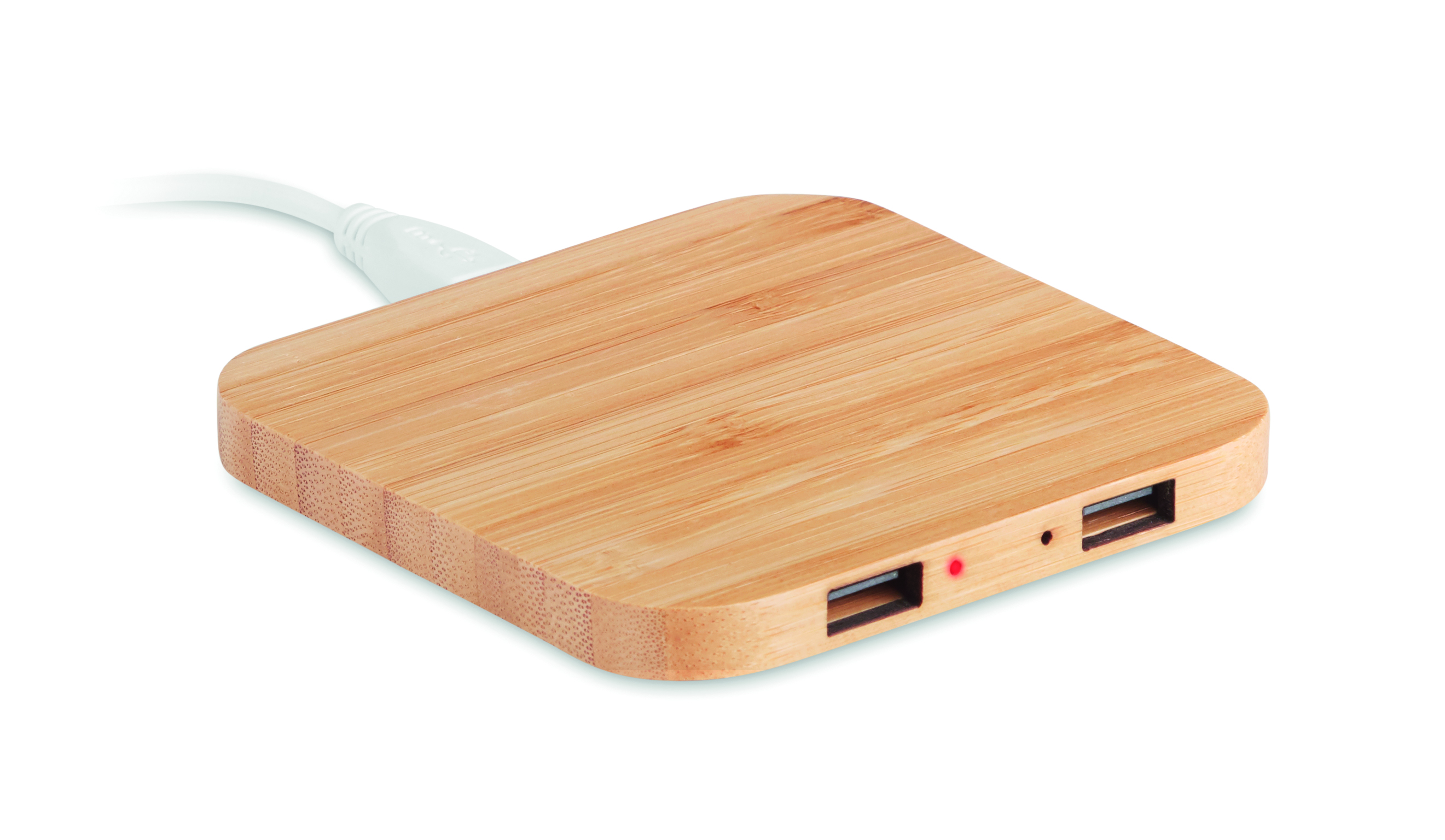 USB-Hub, Holz, Bambus, 3x USB, LED-Anzeige