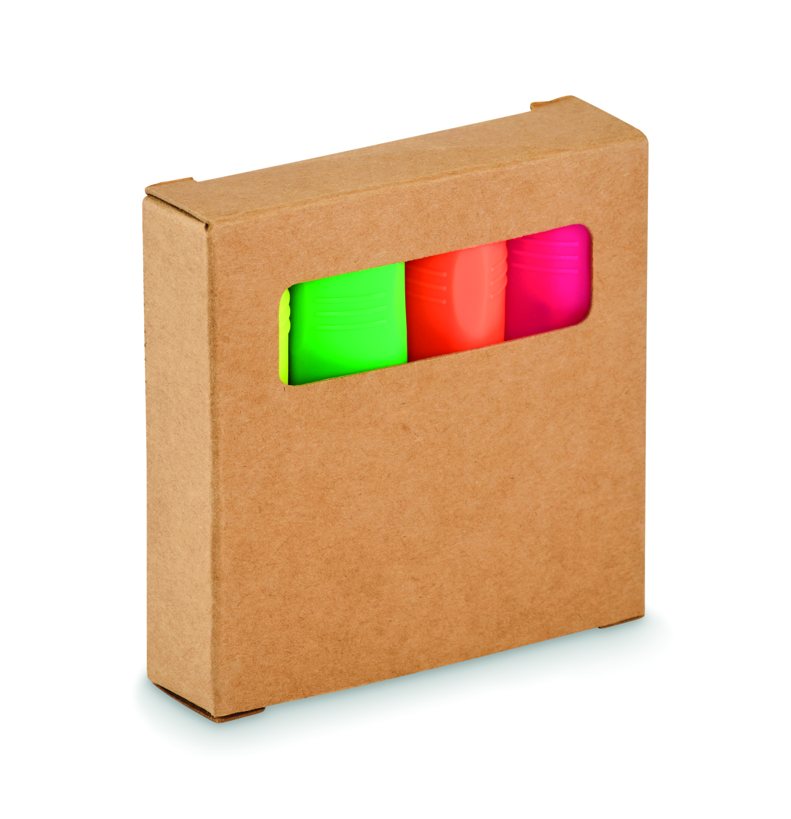 Kartonbox, Highlighter, Neonfarben, Kleinstücke, Verpackungskarton