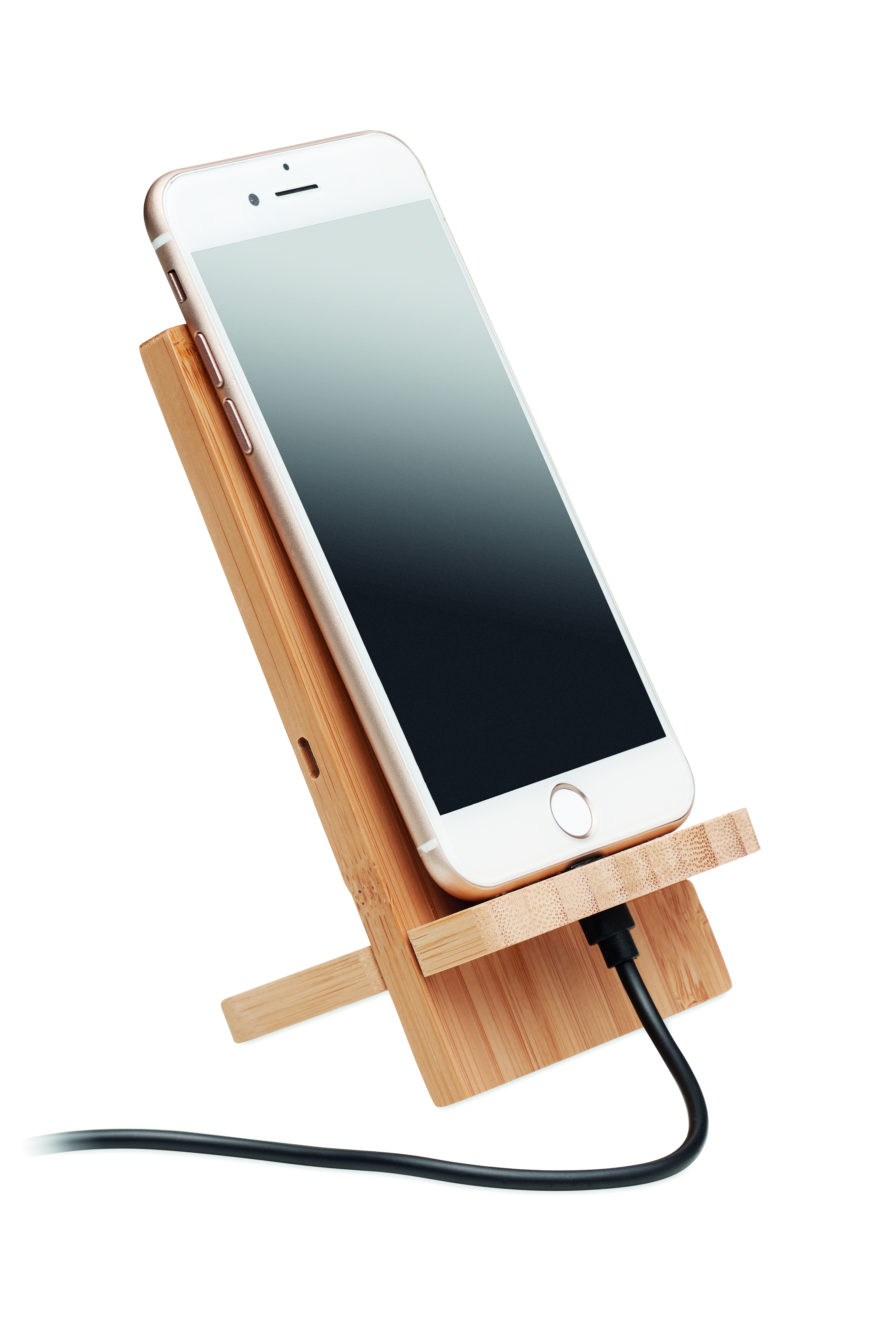 Smartphone, iPhone, Wooden stand, Phone stand, Charging cable