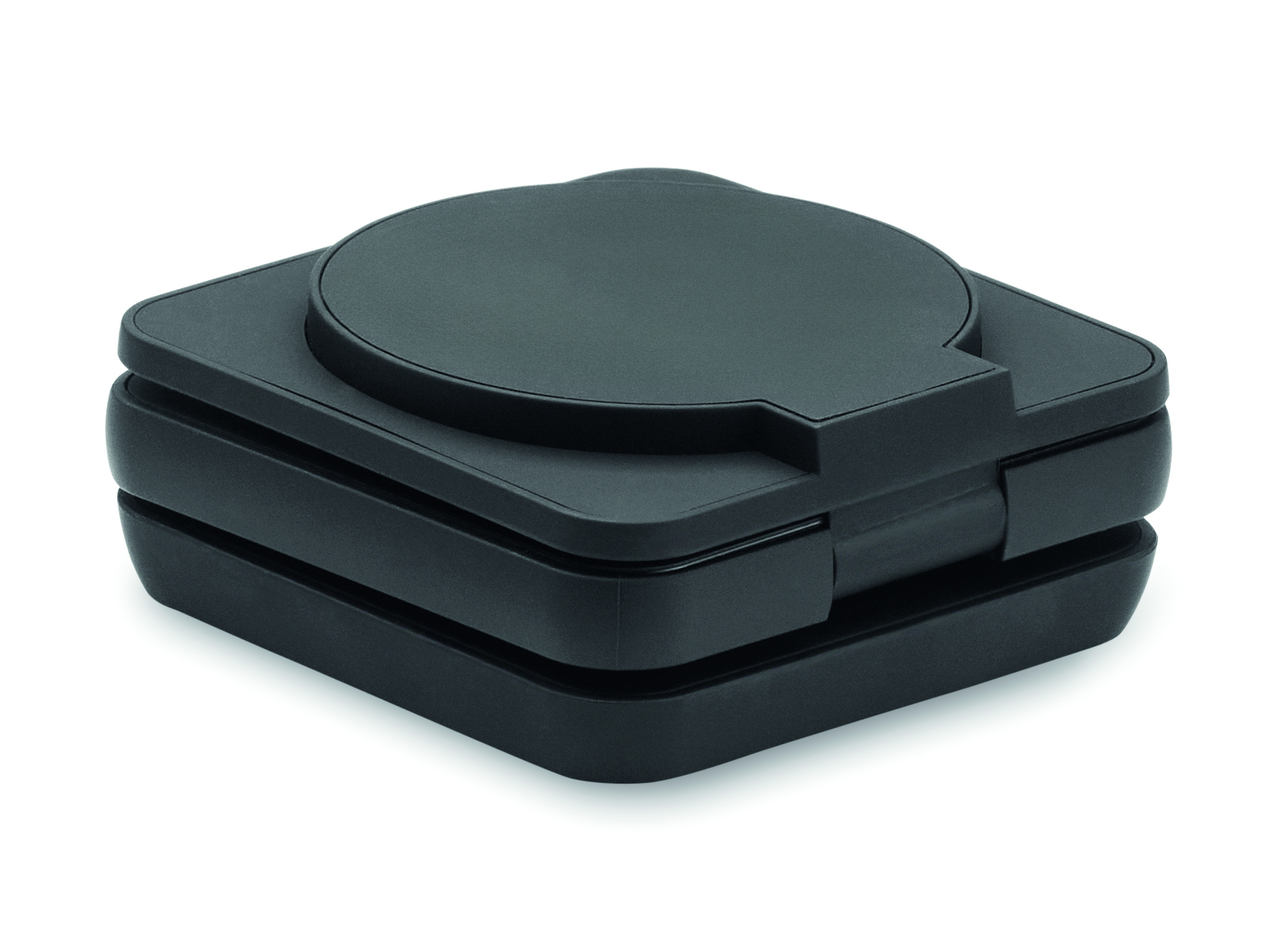 Waffeleisen, Elektrisch, klappbar, antihaftbeschichtet, Panini, ledereinsatz, faltbar, deckel, rund, schwarz, Waffeleisen, Waffelplatte, Kompakt, Schwarz, Stackable