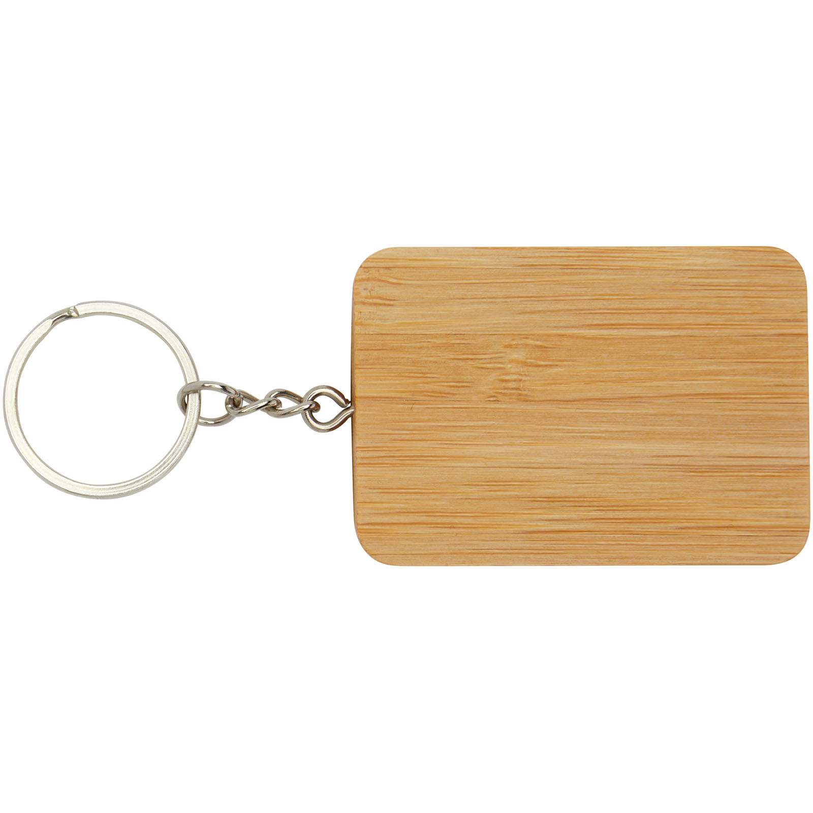 Schlüsselanhänger, Holz, quadratischer Anhänger, Holzoptik, Metallring