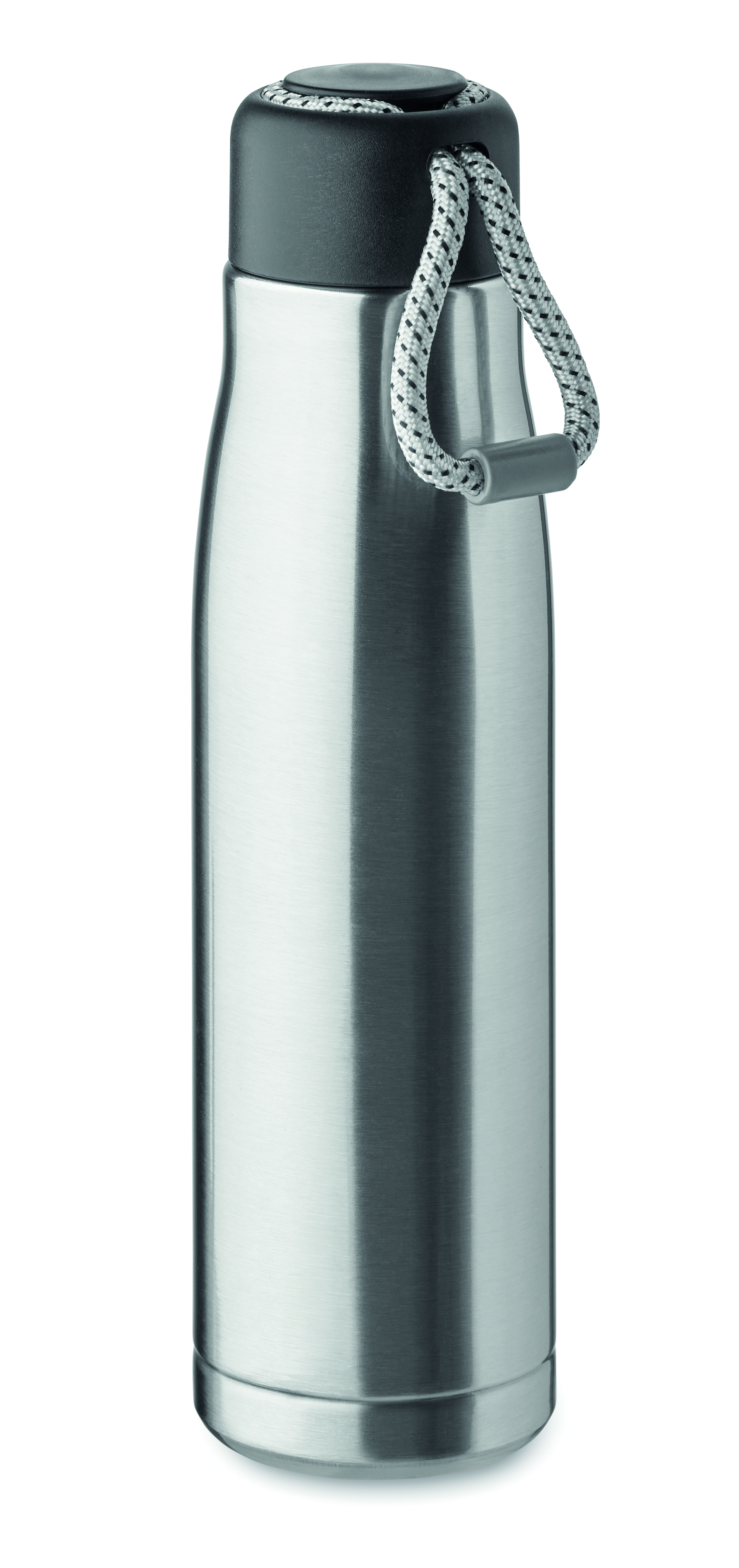 Flasche, Edelstahl, Trinkflasche, Metall, Tragekordel, stahl, flasche, trinkflasche, silber, griffelleine, Flasche, Stahl, Vakuumflasche, Aluminiumlook, Trageriemen