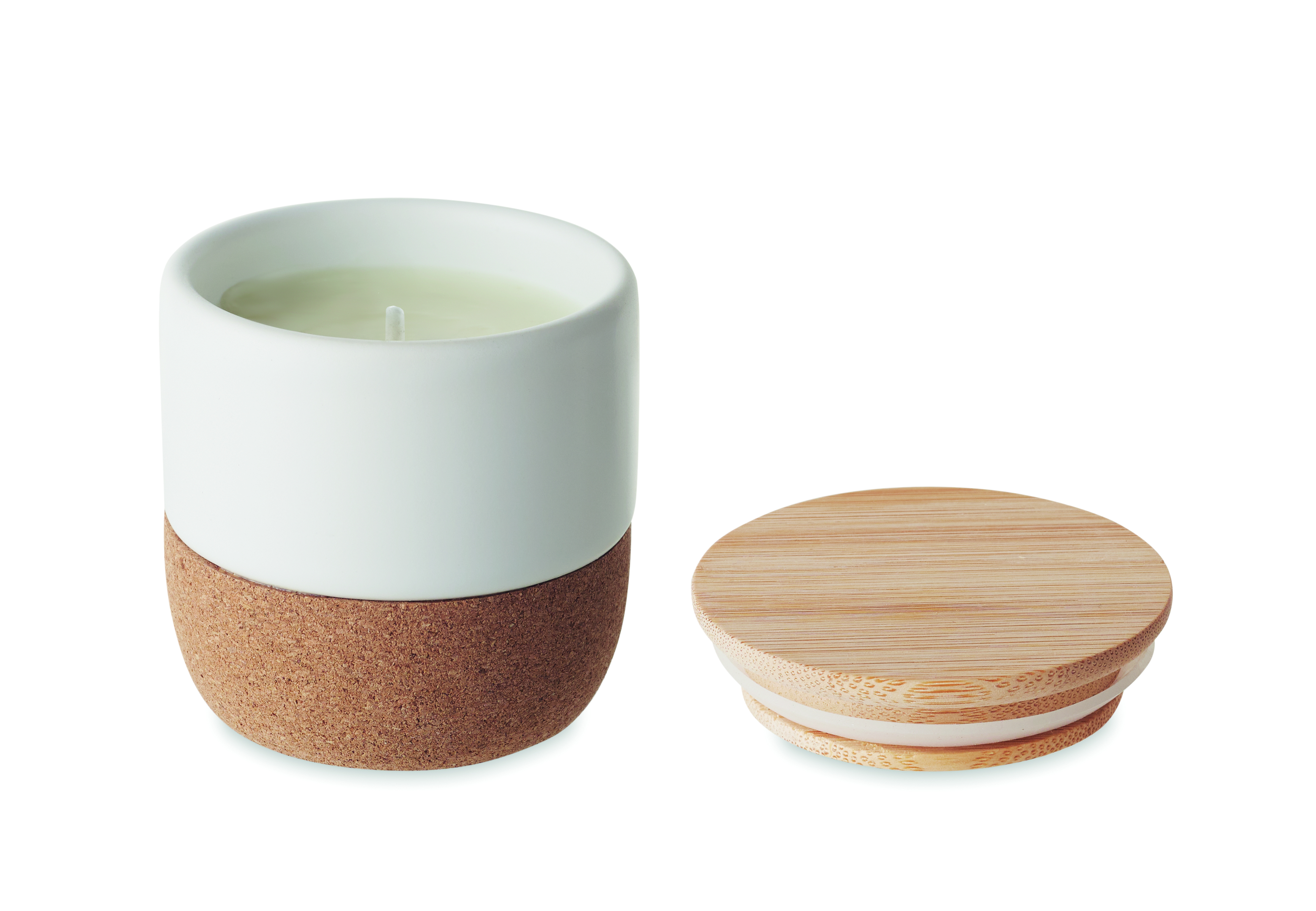 Kunstkerze, Kerzenhalter, Korkboden, Holzdeckel, Kerze-Set, Kerze, Kork, Holzdeckel, Holzplatte, Duftlose Kerze,  Kerze, Keramik, Holz, Dufta?, zweiteiliger?, kerzen, duftkerze, kerzen-glas, korkuntersetzer, holzdeckel