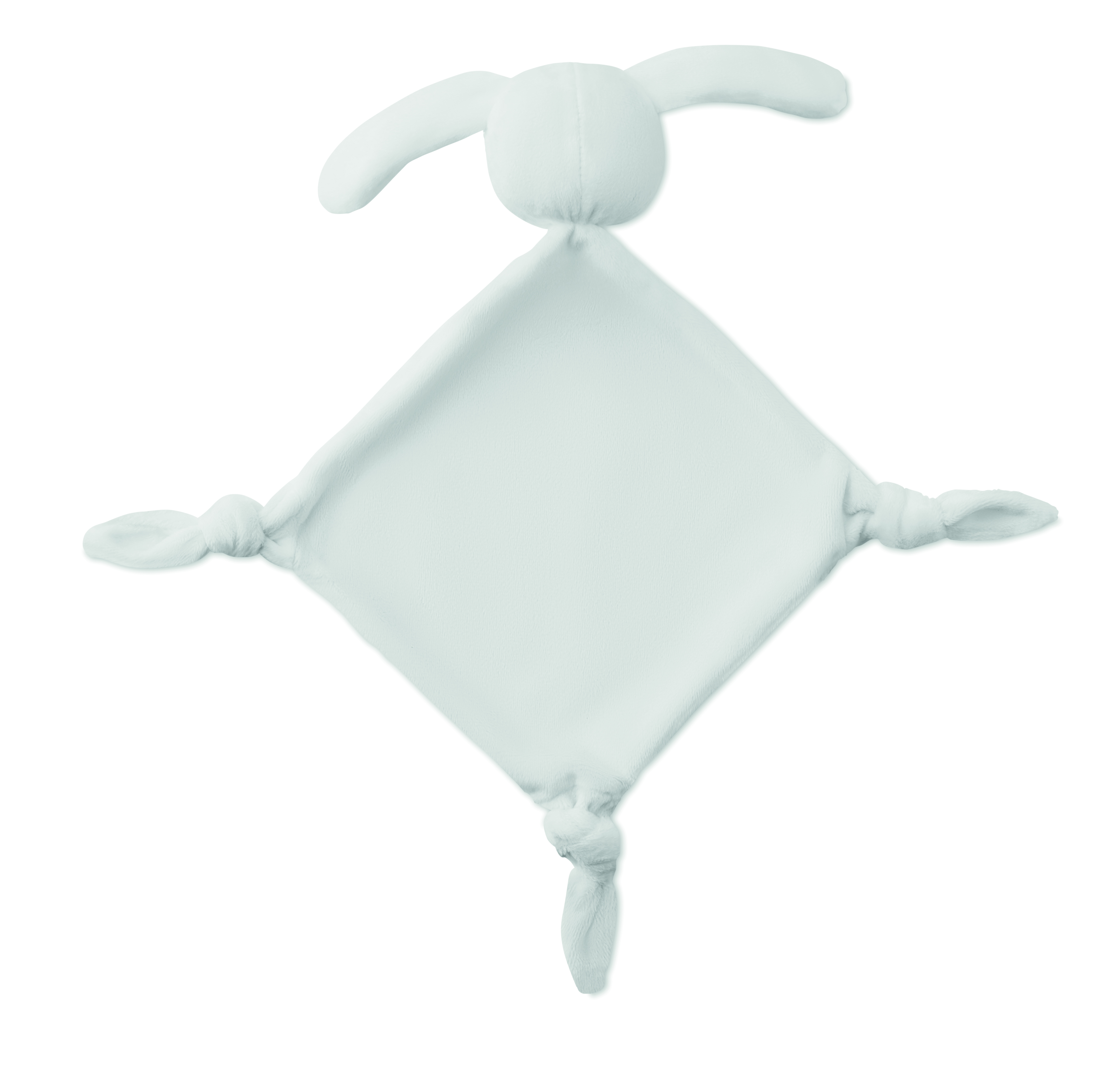 Baby Spielzeug, Weiches Spielzeug, geknotete Ecken, Quadratisches Kissen, Pastellblau