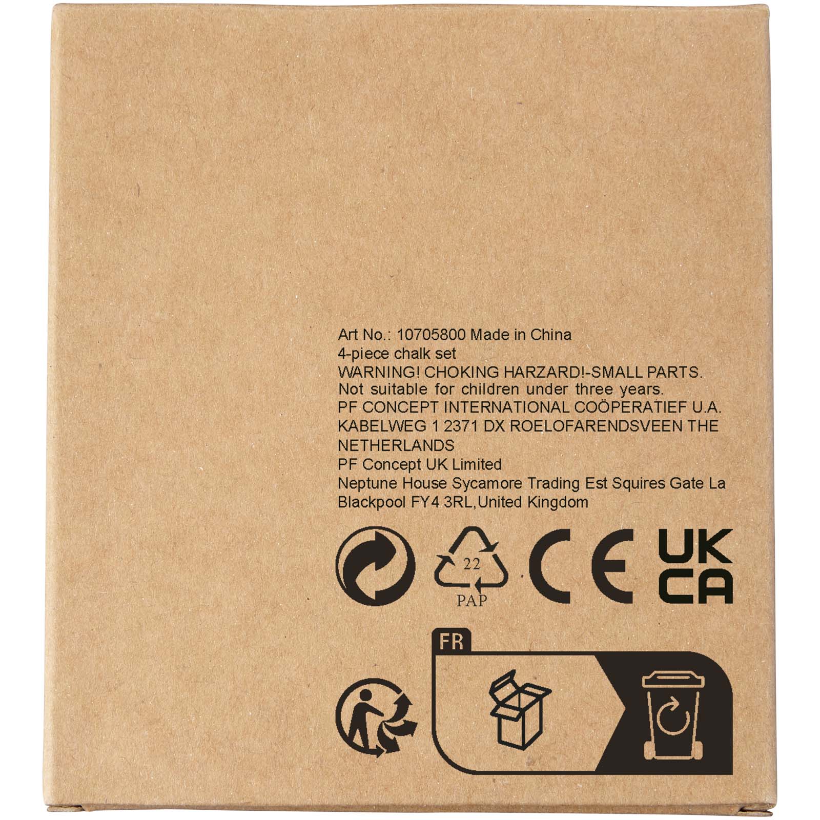 Karton, Schachtel, Verpackung, 4-teilig, Hergestellt in China, Kartonschachtel, Versandbox, 4-teiliges Kreide-Set, Hergestellt in China, Warnhinweis, Kartonbox, 4-teilige Kreidenset, Hergestellt in China, Kartonverpackung, Warnung Erstickungsgefahr