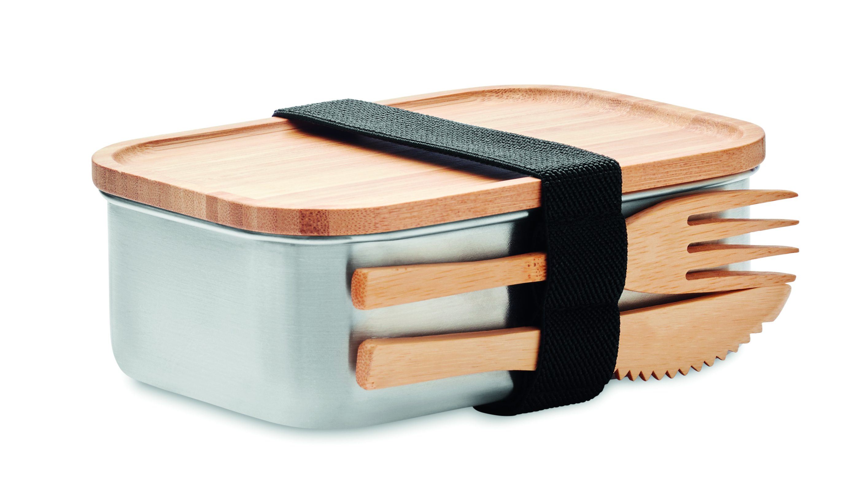 Lunchbox, Bento, Holz, Edelstahl, Besteckset