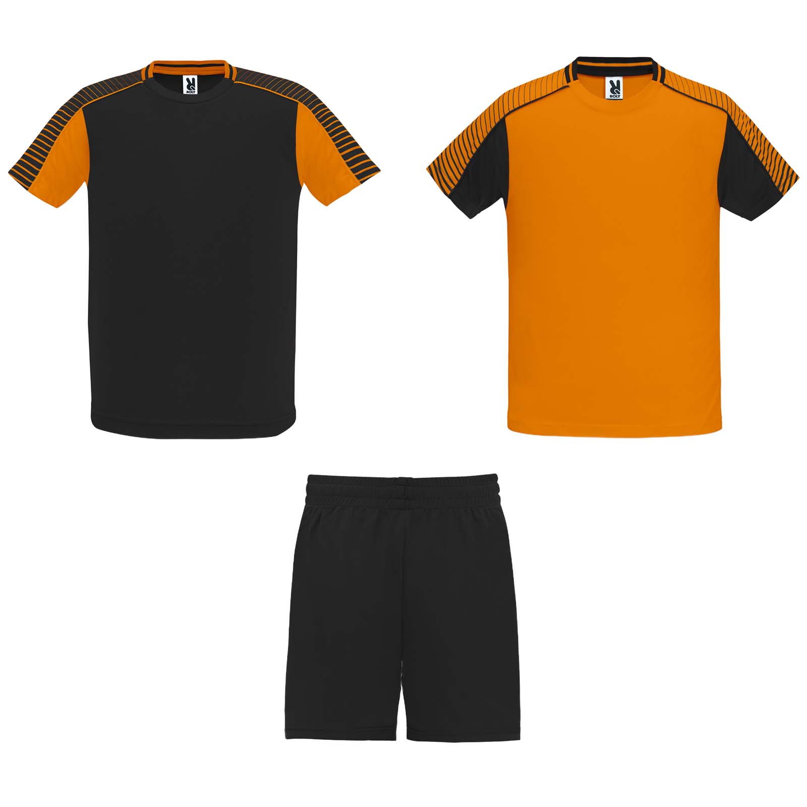 T-Shirt, Shorts, Sportset, Two-tone, Orange Black, Tee, Sportshirt, Shorts, Set, Orange Schwarz Set