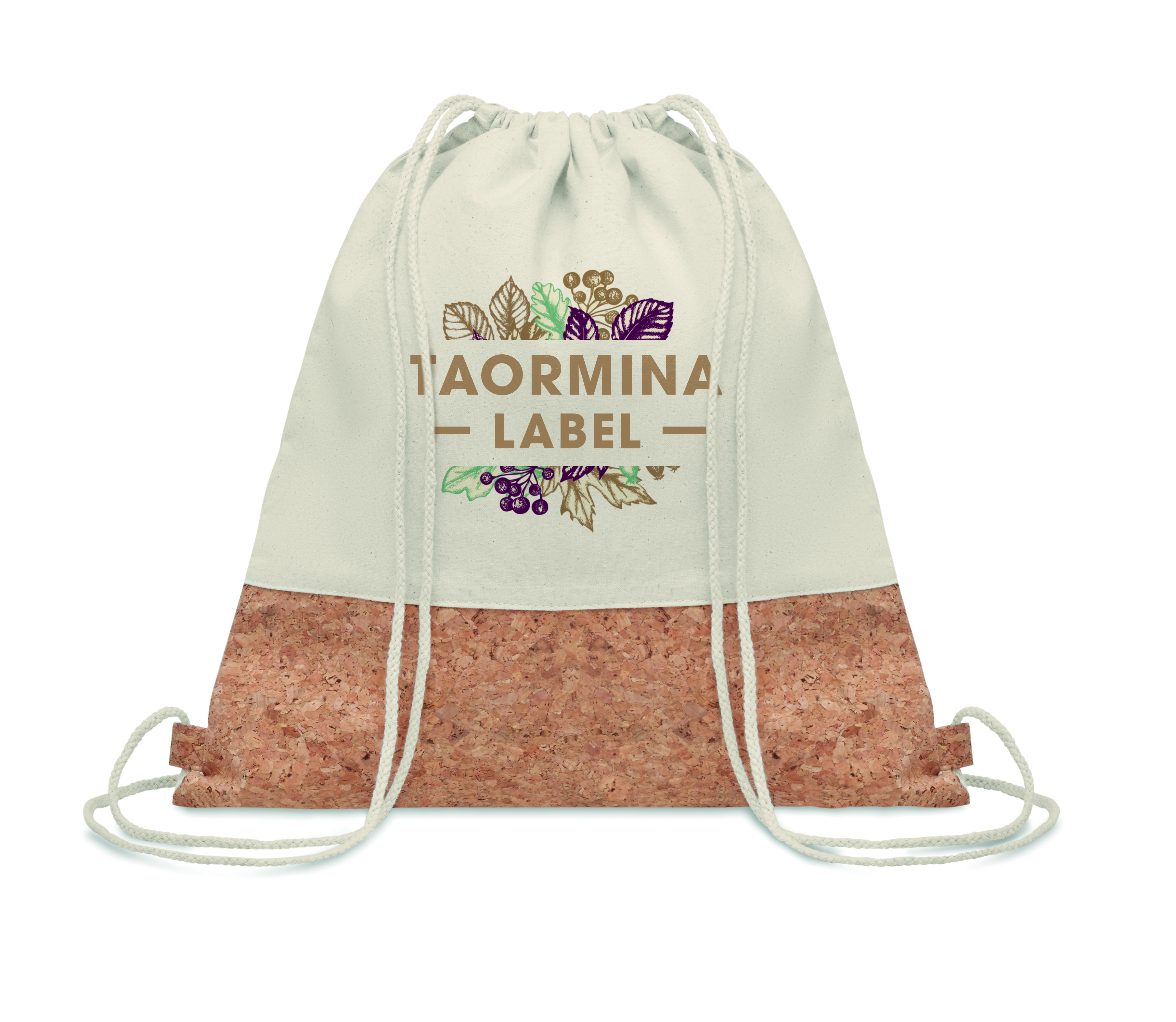 Drawstring bag, Cord bag, Kordeltasche, Musterlogo, Blattmotiv