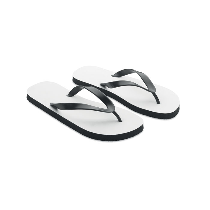 Flip-flops, Sandalen, Schwarz-Weiß, Gummi-Sohle, Strap-Pads