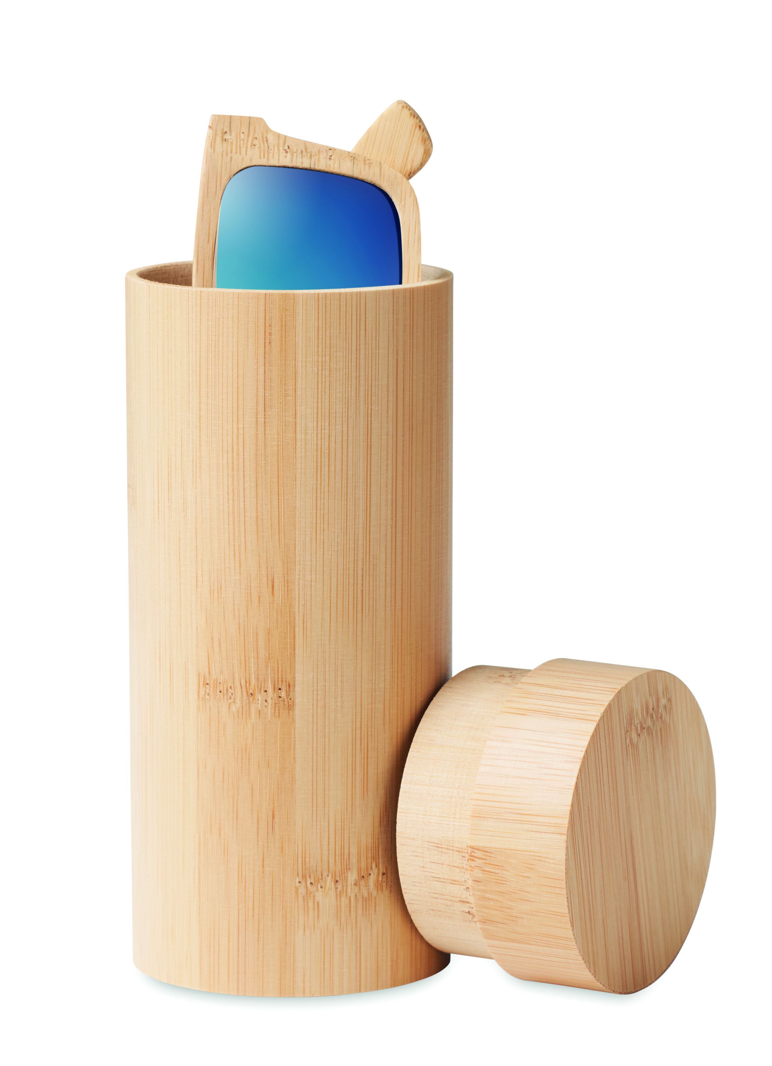 Holzbehälter, Holzbox, Holzbehälter mit Deckel, Sonnenbrille, Objektivhalter