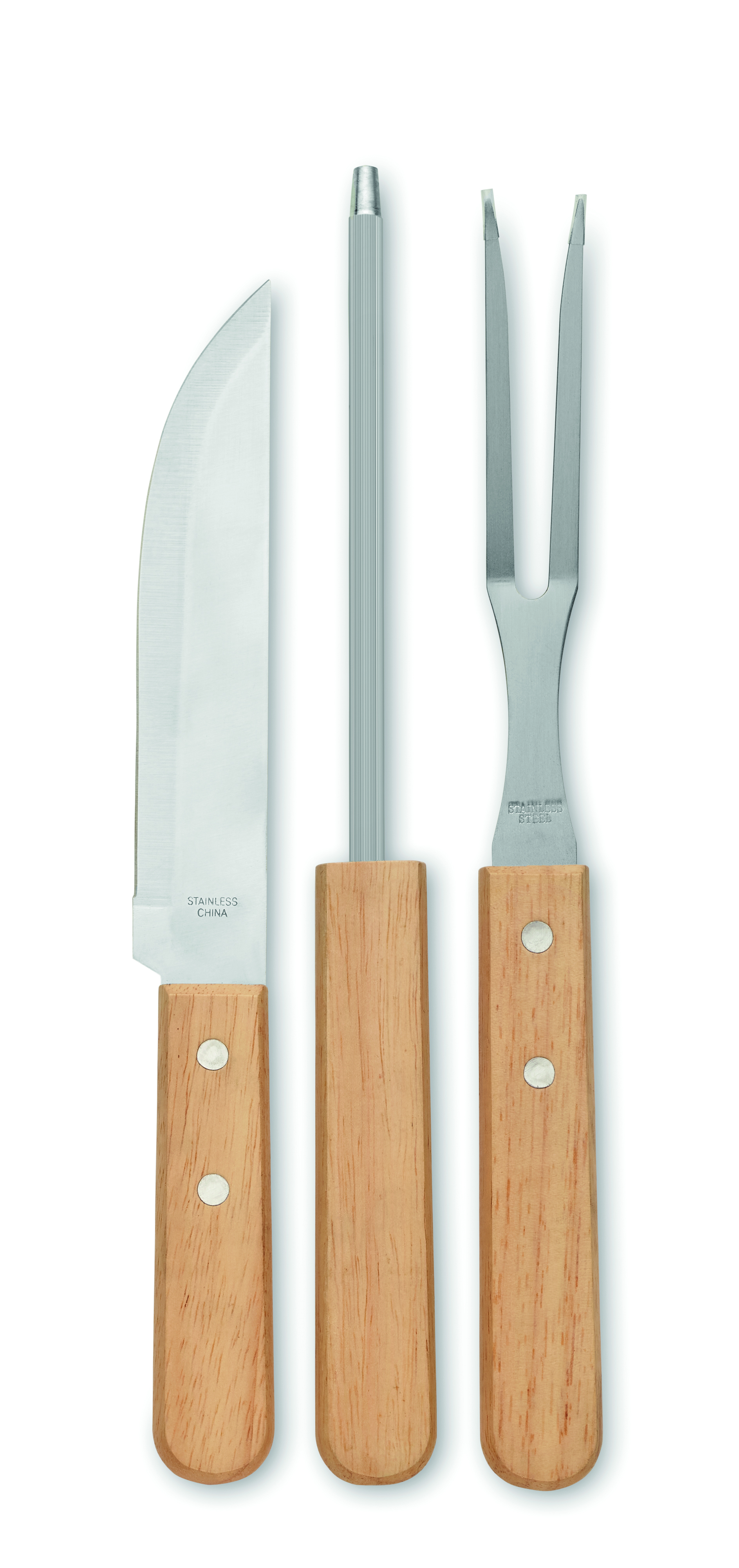 Küchenmesser, Messer-Set, Holzgriff, Stahlklingen, Gepresster Griff, Küchenmesser, Schneidwerkzeug, Holzgriff, Stahlklinge, 3-teiliges Set, Küchemesser, Messerset, Holzgriff, Stahlklinge, Kochutensilien