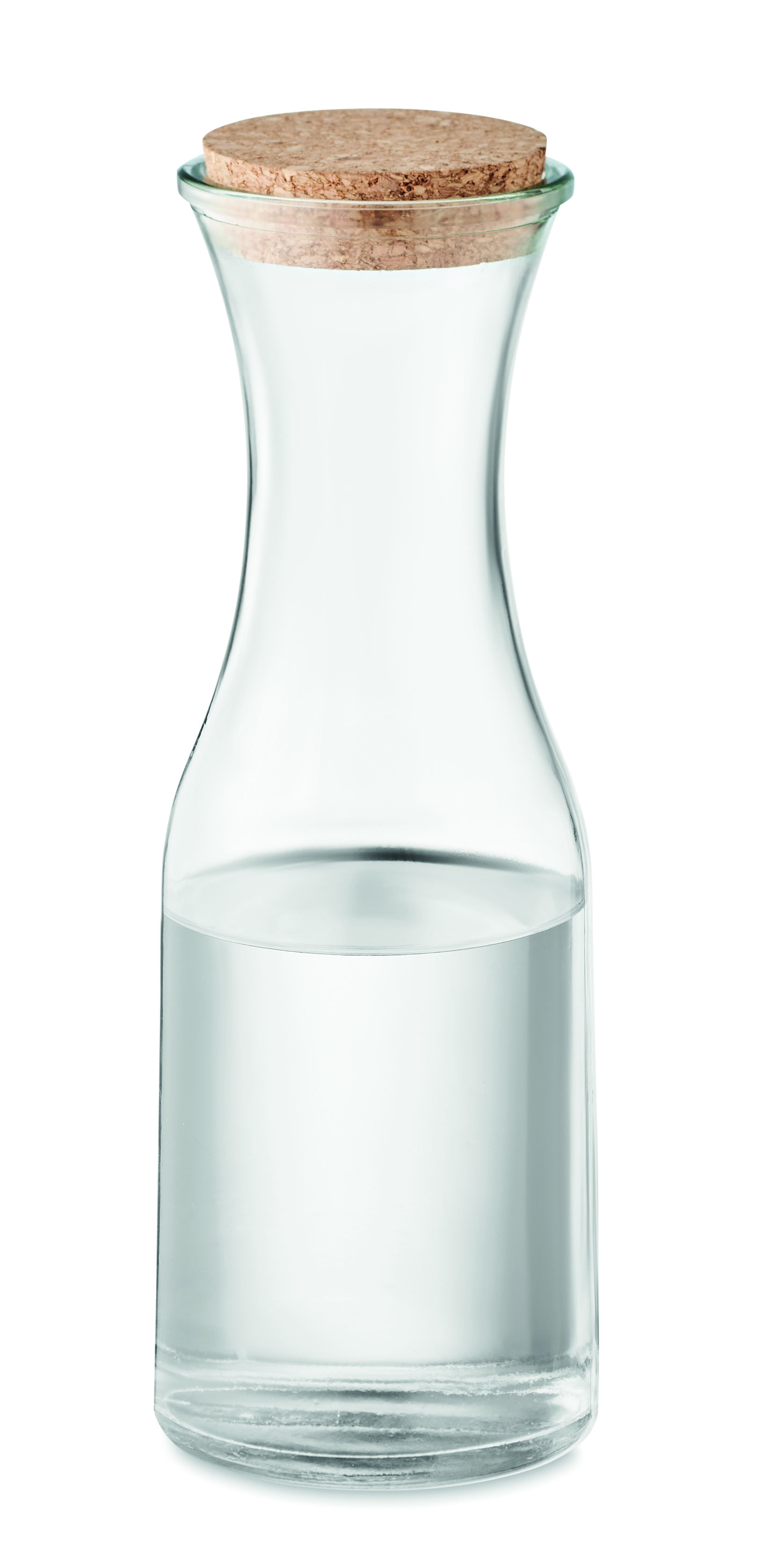 glasflasche, glaskaraffe, korkdeckel, transparent, kühlwasser