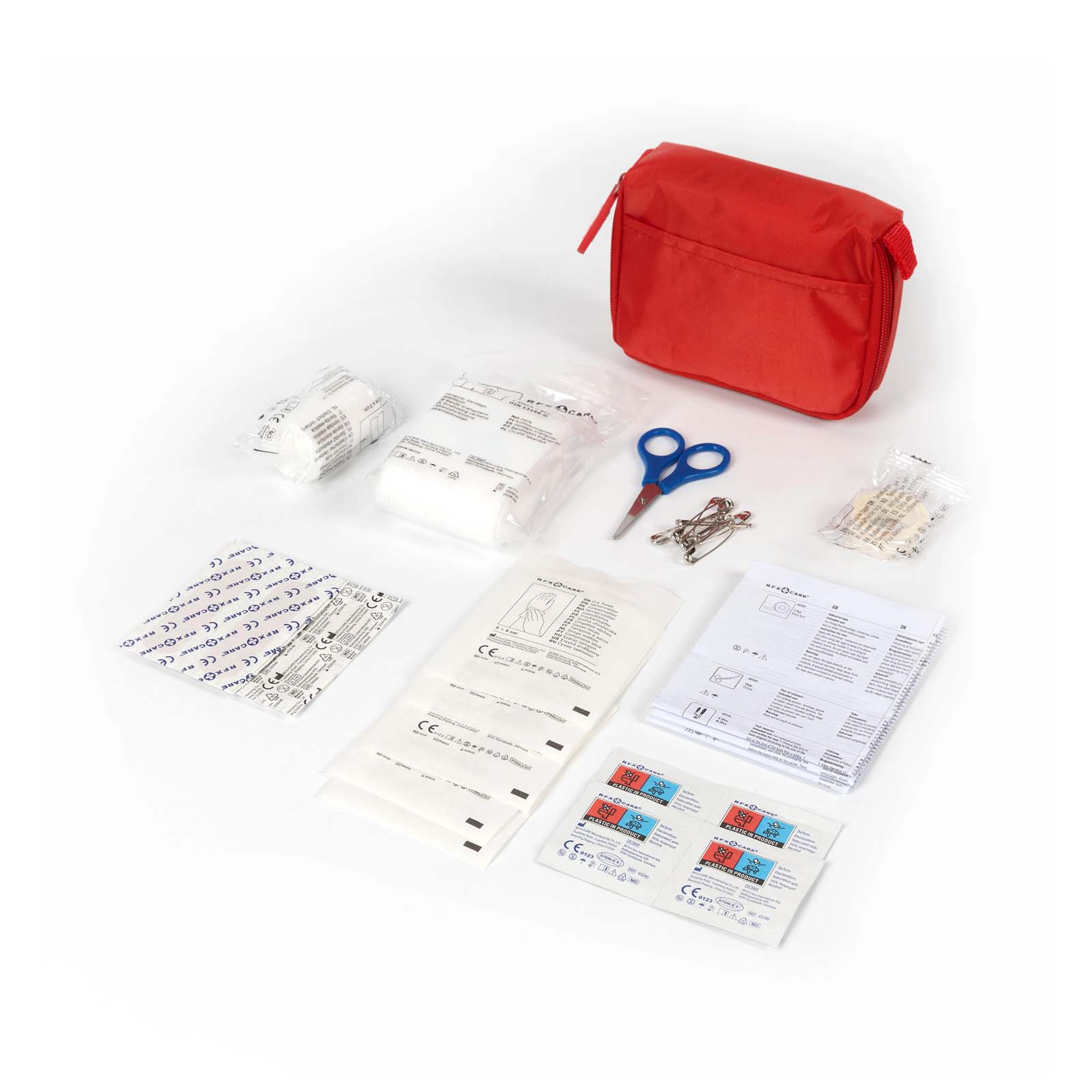 Erste-Hilfe-Set, Notfallset, Verbandmaterial, Scheren, Pouch, erste Hilfe Set, Pauschal Kit, Notfallausrüstung, Schutzausrüstung, Rote Tasche