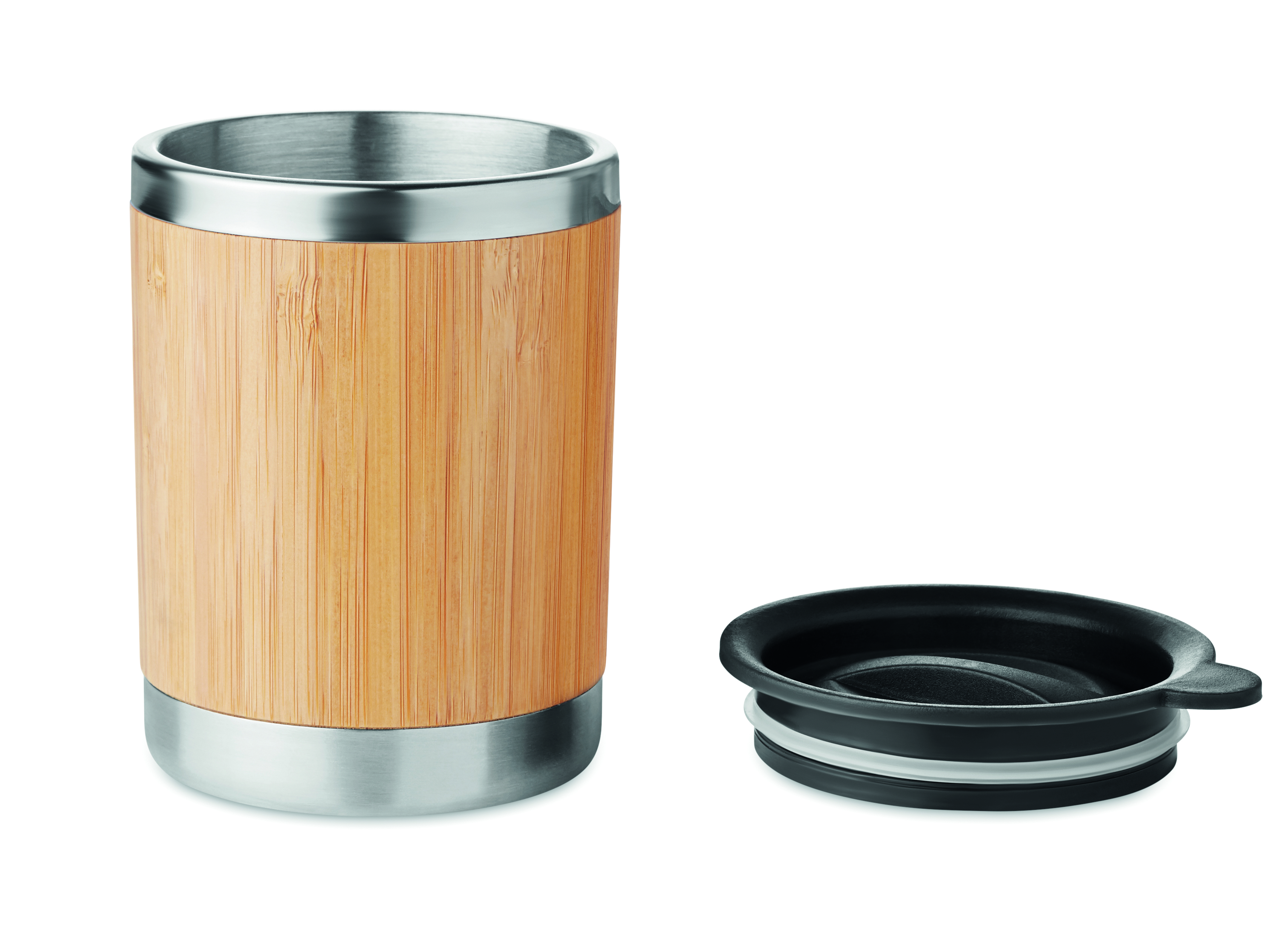 Abfalleimer, Holz, Stahl, Schlitzdeckel, Kombinierter Abfalleimer