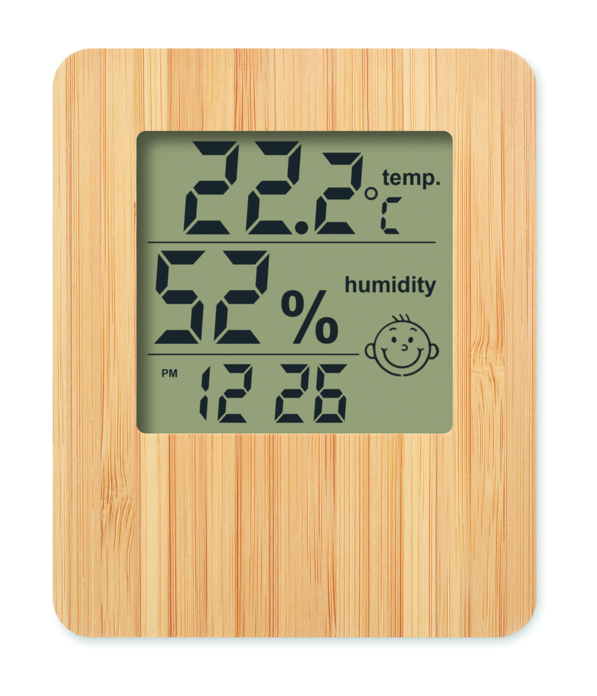 digitale-thermometer, luftfeuchtigkeit, holzrahmen, display, temperatur