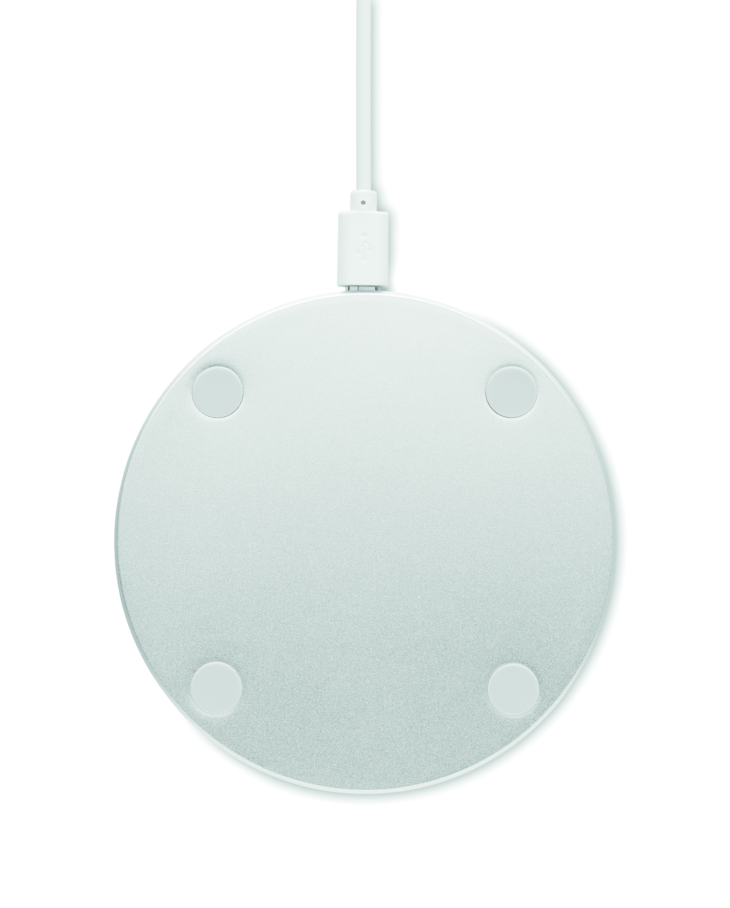 drahtloser ladegerät, ladeplatte, rund, weiß, usb-kabel