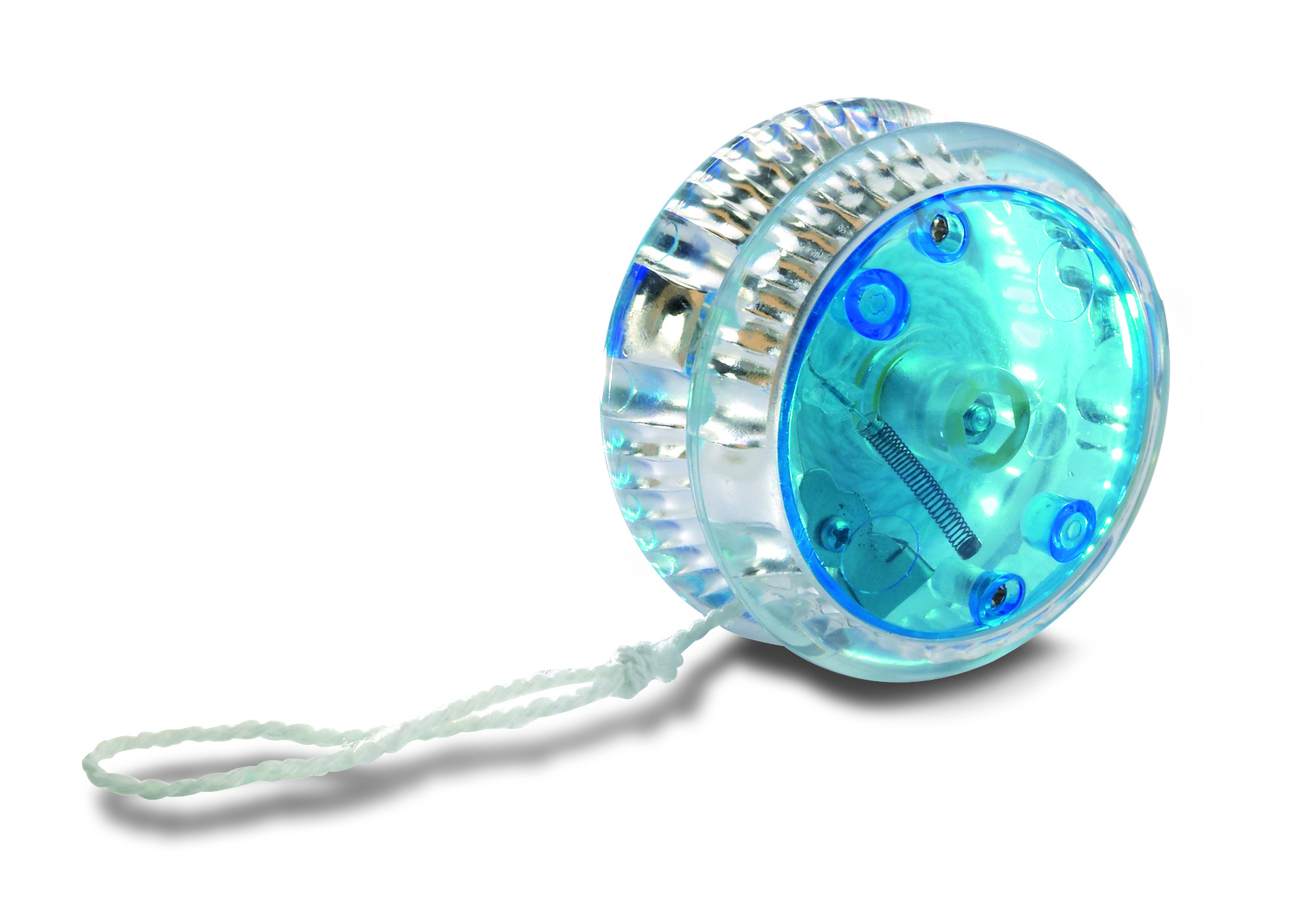 Kugelspielzeug, Yo-Yo, LED, Glas-Optik, Lichtspielzeug, yo-yo, yo-yo, fidget, plastic, blau, yo-yo, yo-yo mit schnur, transparentes blau, LED Anzeige, runder Spielzeug, yo-yo, leuchtdurchlässig, transparent, blau, Schnur