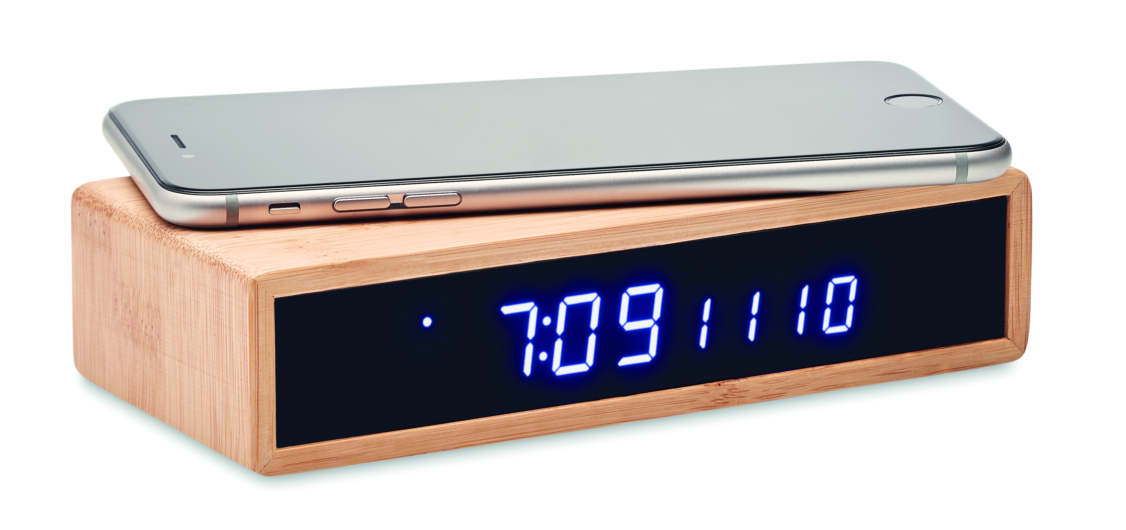 alarm clock, digital clock, wooden clock, sleek, table top