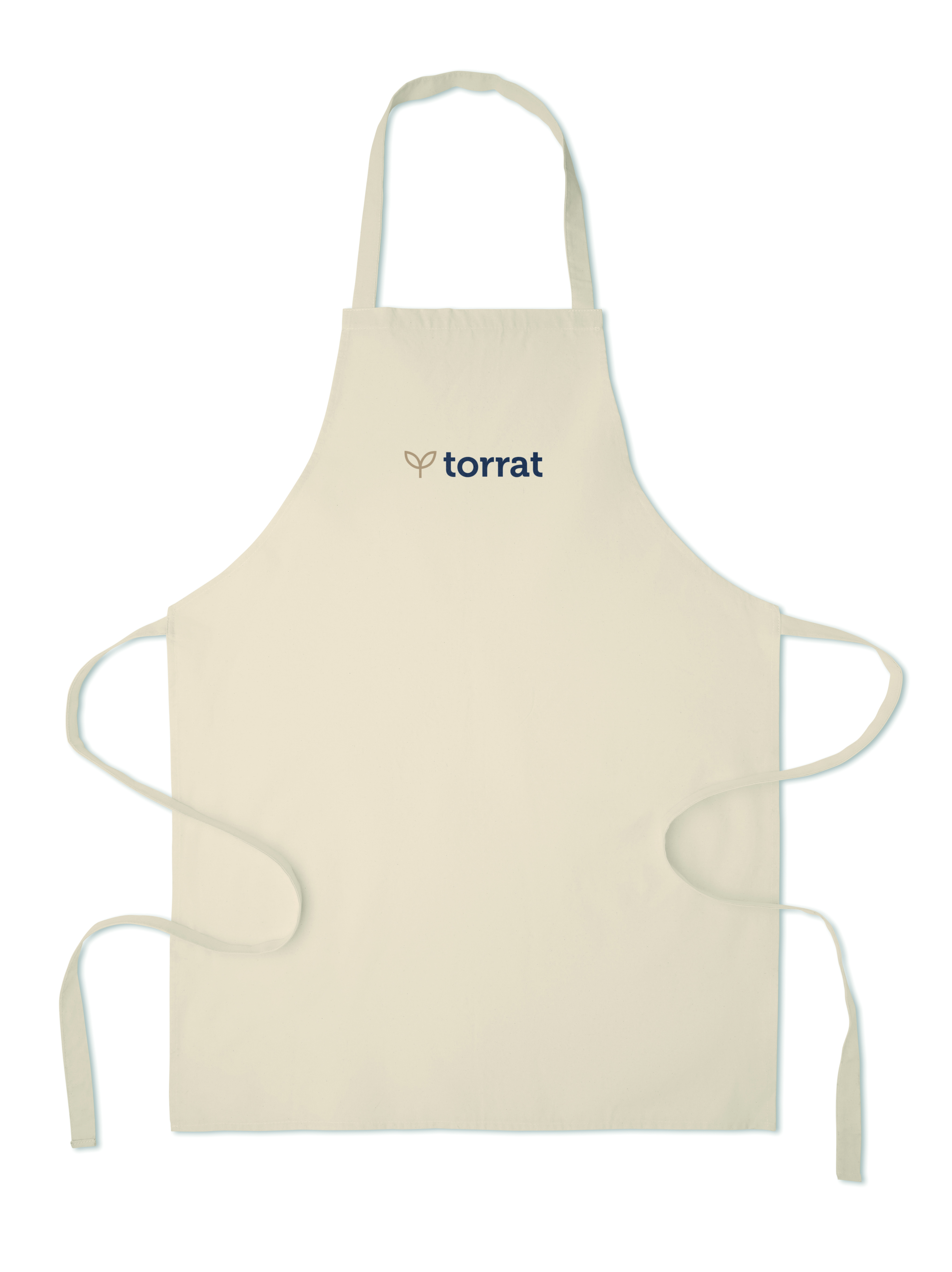 Schürze, Apron, Beige, Lange Schürze, Bindegürtel, Shop-apron, Cotton apron, Cream color, Adjustable straps, Torrot logo, Schürze, Kochschürze, Bastelschürze, Schmutzschutz, Weiß
