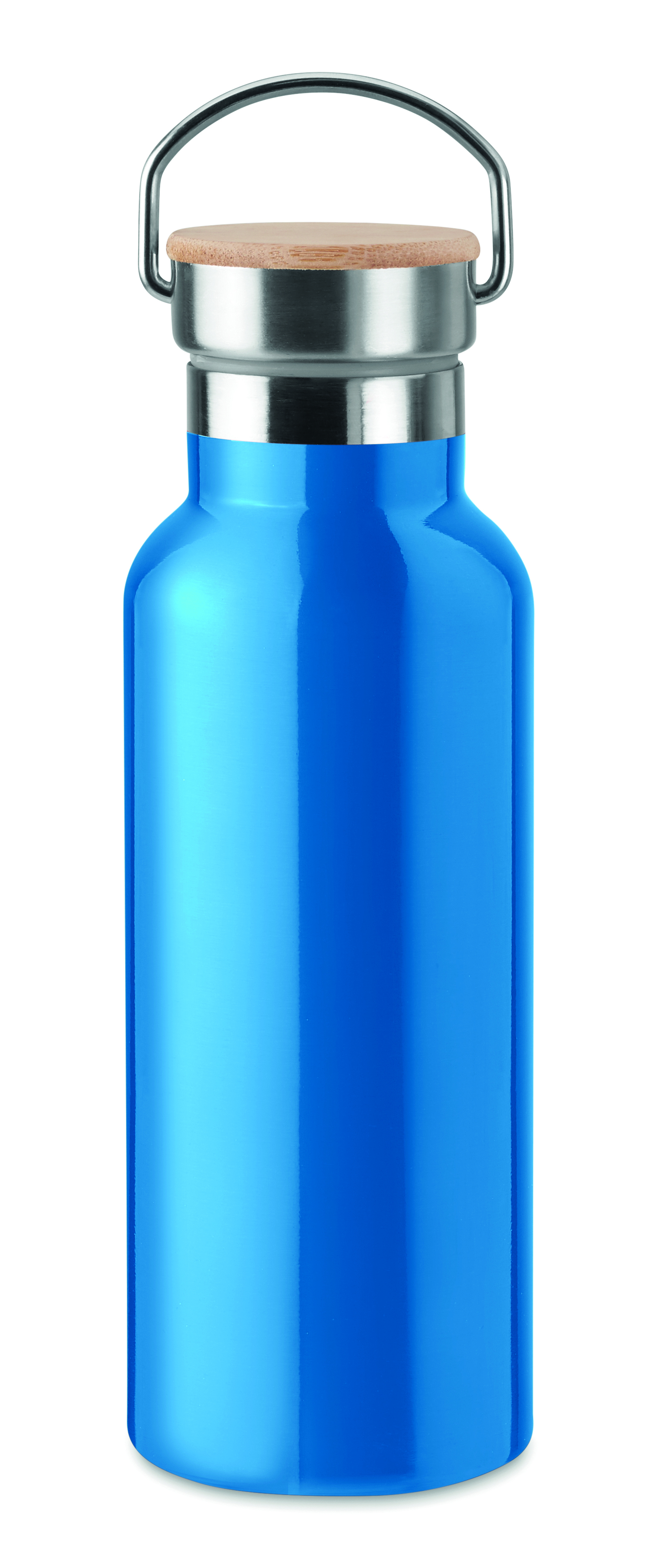 Trinkflasche, Wasserflasche, Aluminiumkappe, Korkdeckel, Blau