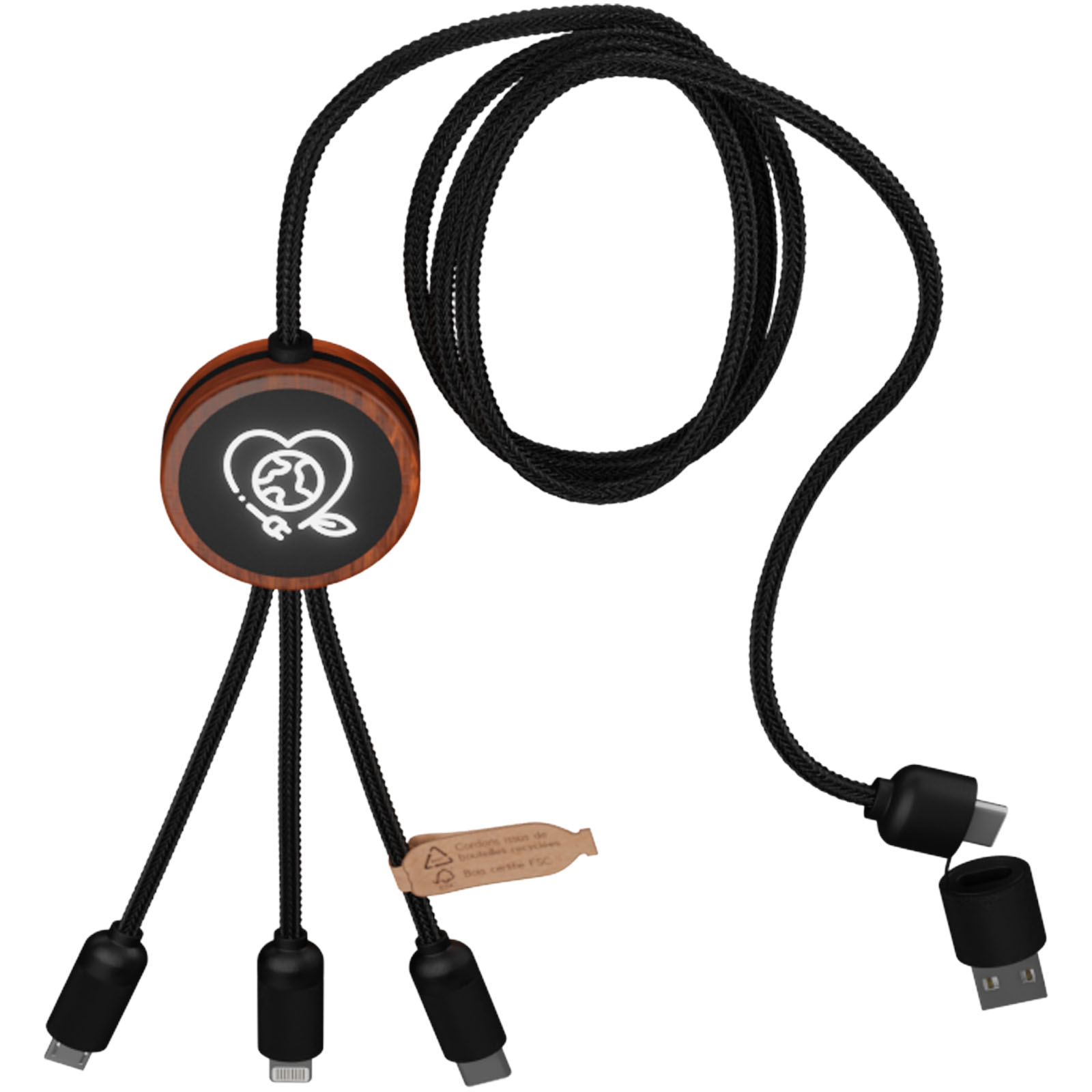 phone charger, lanyard, multi-connector, USB-C, black