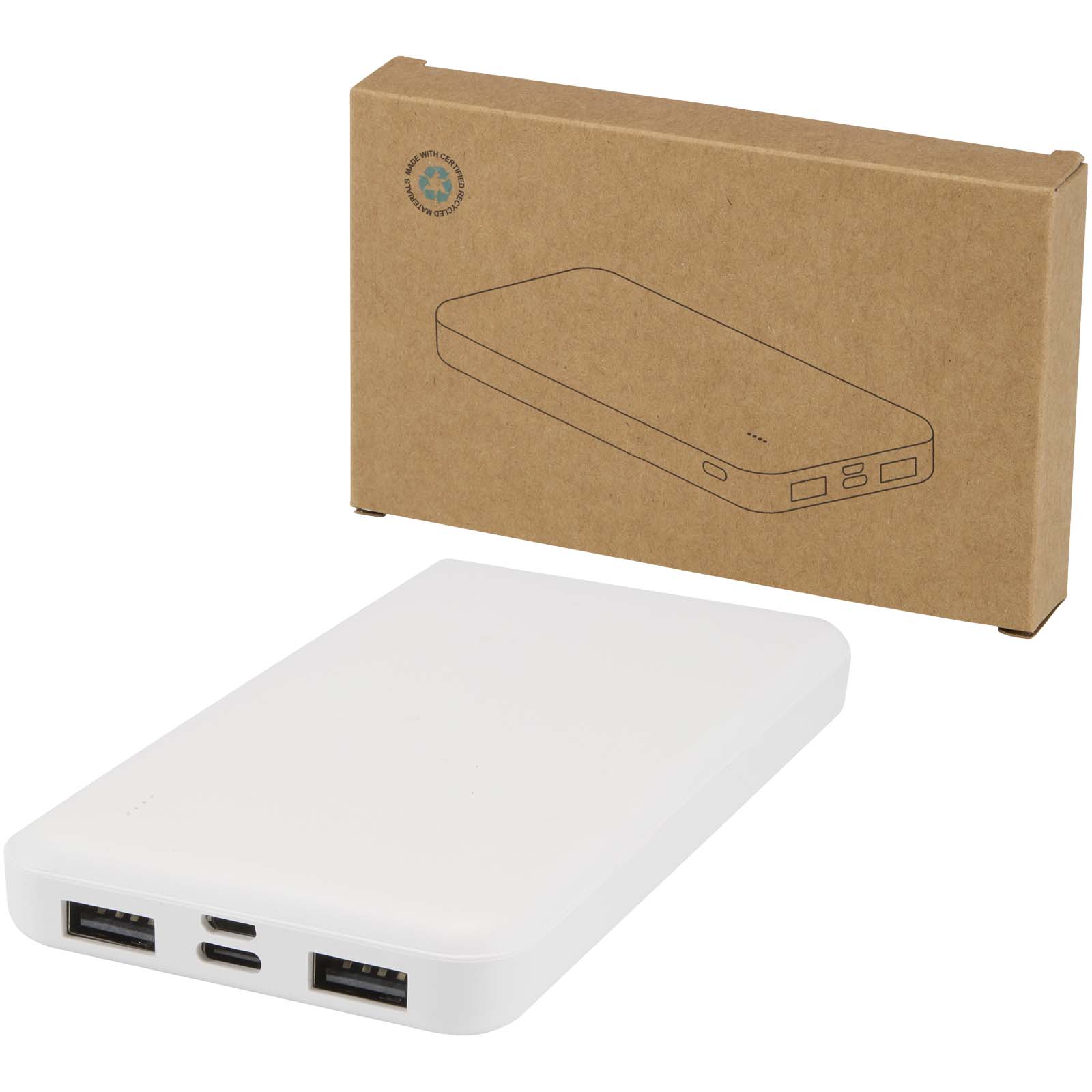 Powerbank, USB-C, USB-A, Tragbares Ladegerät, Weiße Farbe, Powerbank, USB-A, USB-C, weißer, tragbares Ladegerät
