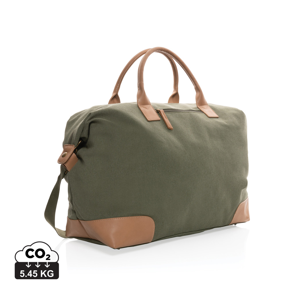 carry-on bag, duffel bag, olive green, Canvas fabric, tan leather accents