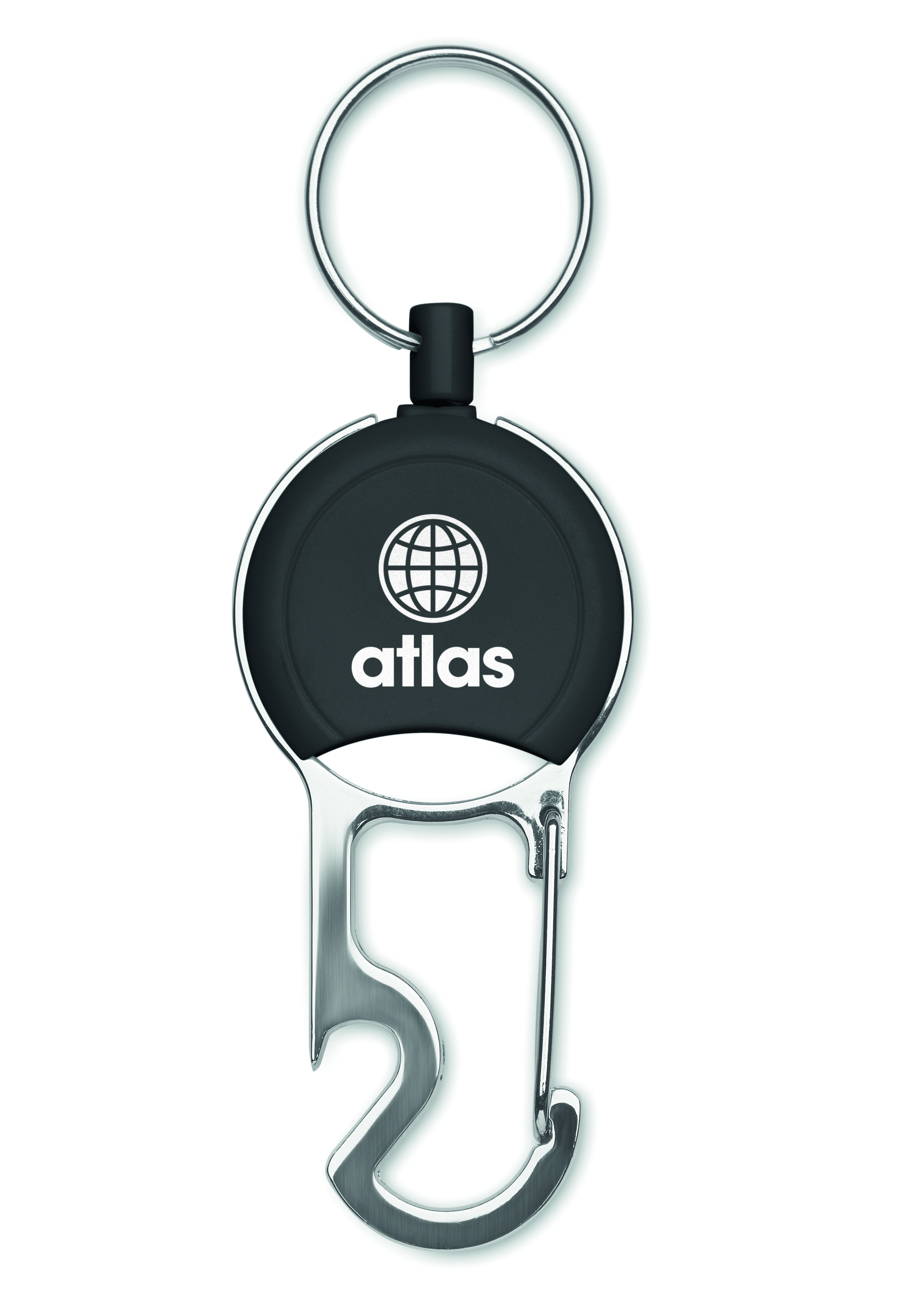 Schlüsselanhänger, Kugelkapsel, Karabiner, Metall, Atlas, Schlüsselanhänger, Karabiner, Karabinerhaken, Gadget, Atlas, Schlüsselanhänger, Atlas-Logo, Metall, Kunststoff?, Schwarz