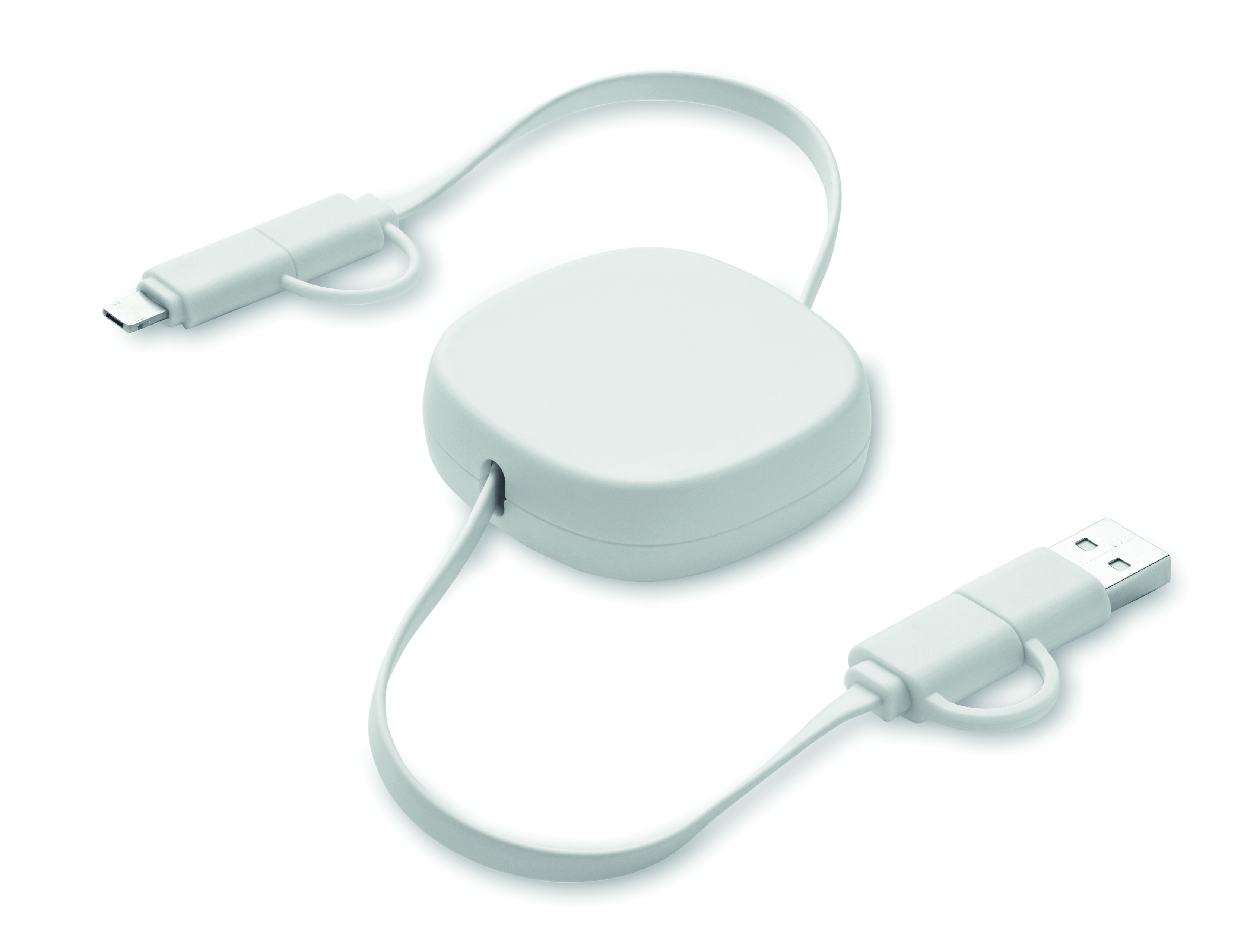 USB-C Adapter, runder Hub, USB-Kabel, weiß, Technikzubehör, USB-C Hub, Rundadapter, Kabel, Weiß, Plastik, USB-C tether, USB hub, Kabeladapter, runder Dongle, weißes Zubehör