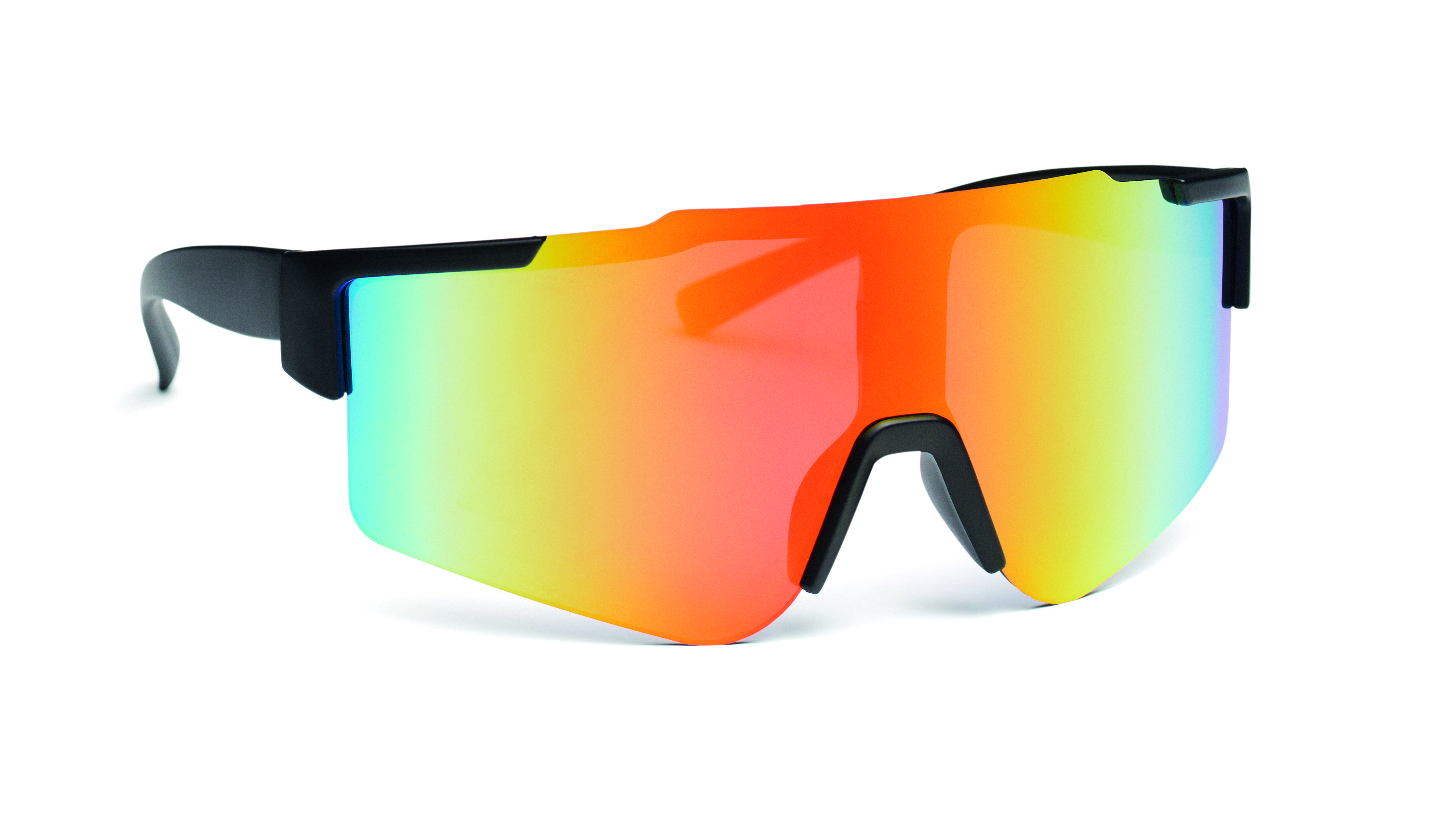 Sonnenbrille, Randschutz, Brille, große Spiegelglas, Farbe Rot-Orange-Blau, Sonnenbrille, Sonnenbrille Randlos, Reflektierende Linse, Rainbow-Linsen, Sportbrille, Sonnenbrille, Sportsbrille, UV-Schutz, Spiegelglas, Rundherum-Reflexion