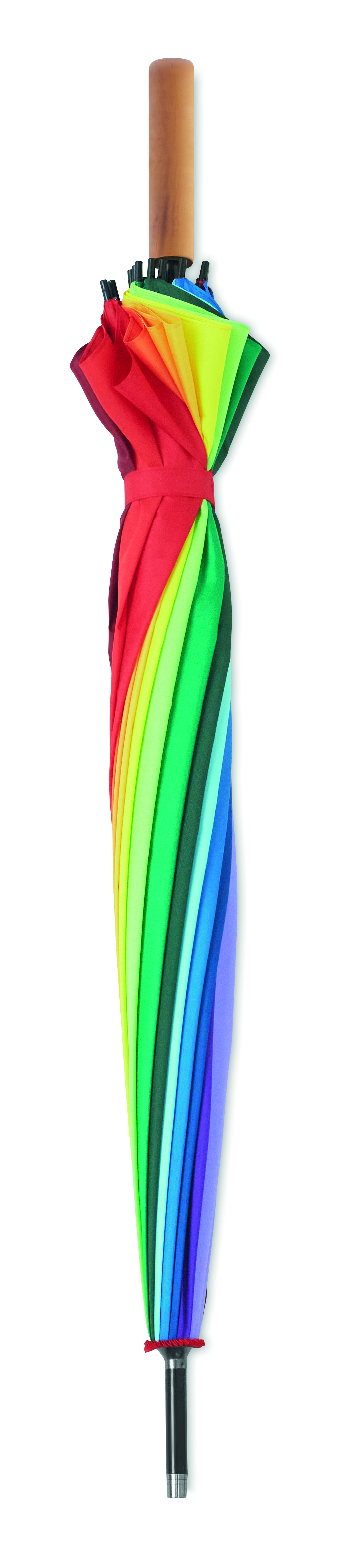 Regenschirm, Bunt, Mehrfarbig, Schirmgriff Holz, Kompakt