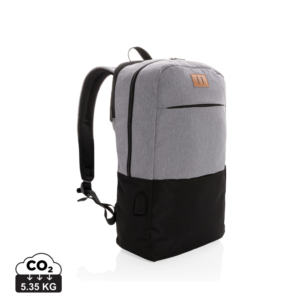 Rucksack, Zwei-Ton, Grau, Schwarzer Saum, Schultergurte