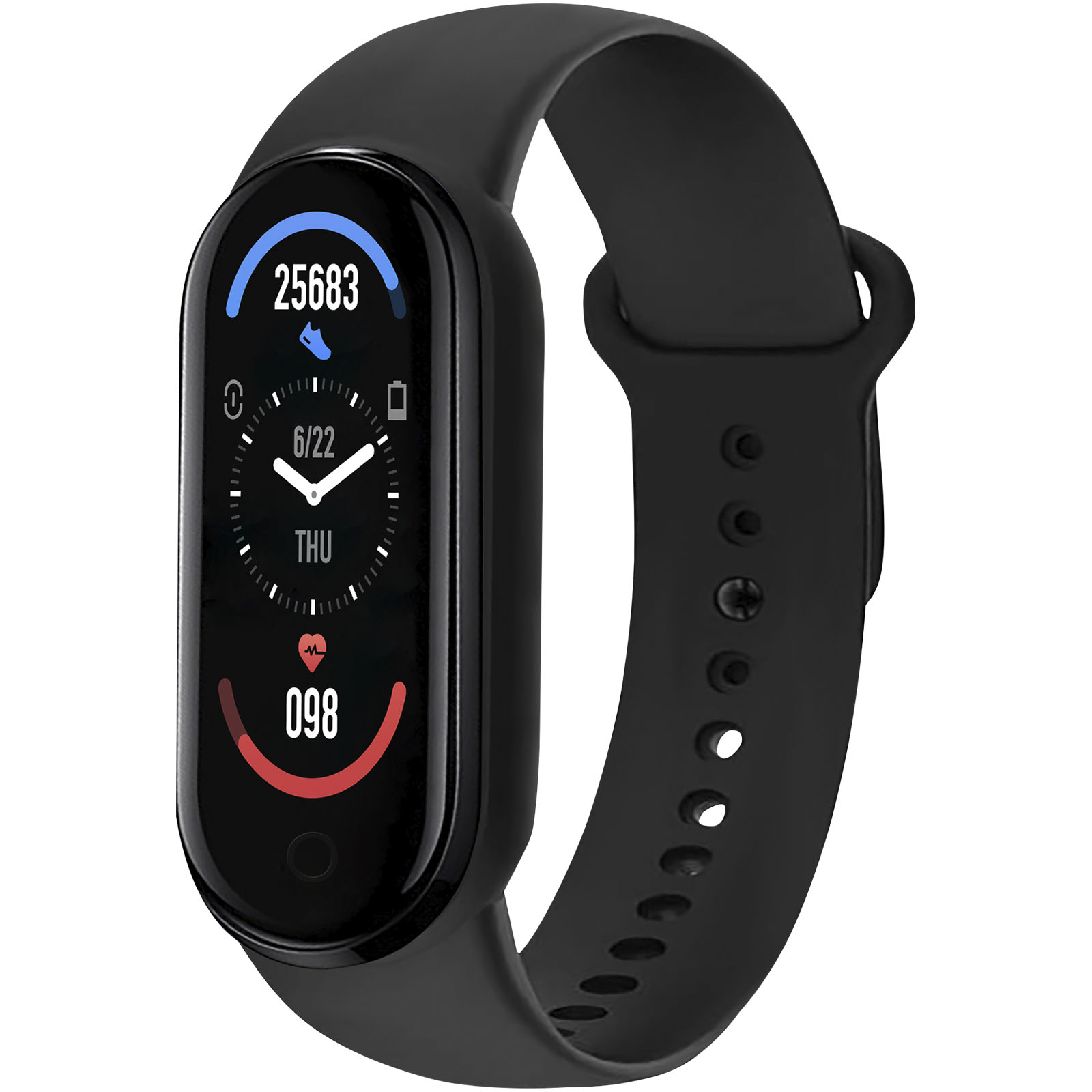Smartwatch, Fitness tracker, Touchscreen, Silicone band, Schwarz
