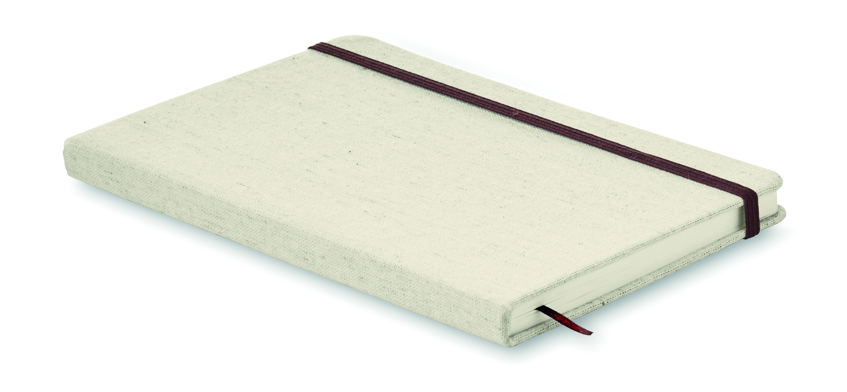 Notizbuch, Leinen, Elfenbein, Gepolstertes Cover, Spiral-/Gummiband-Halter