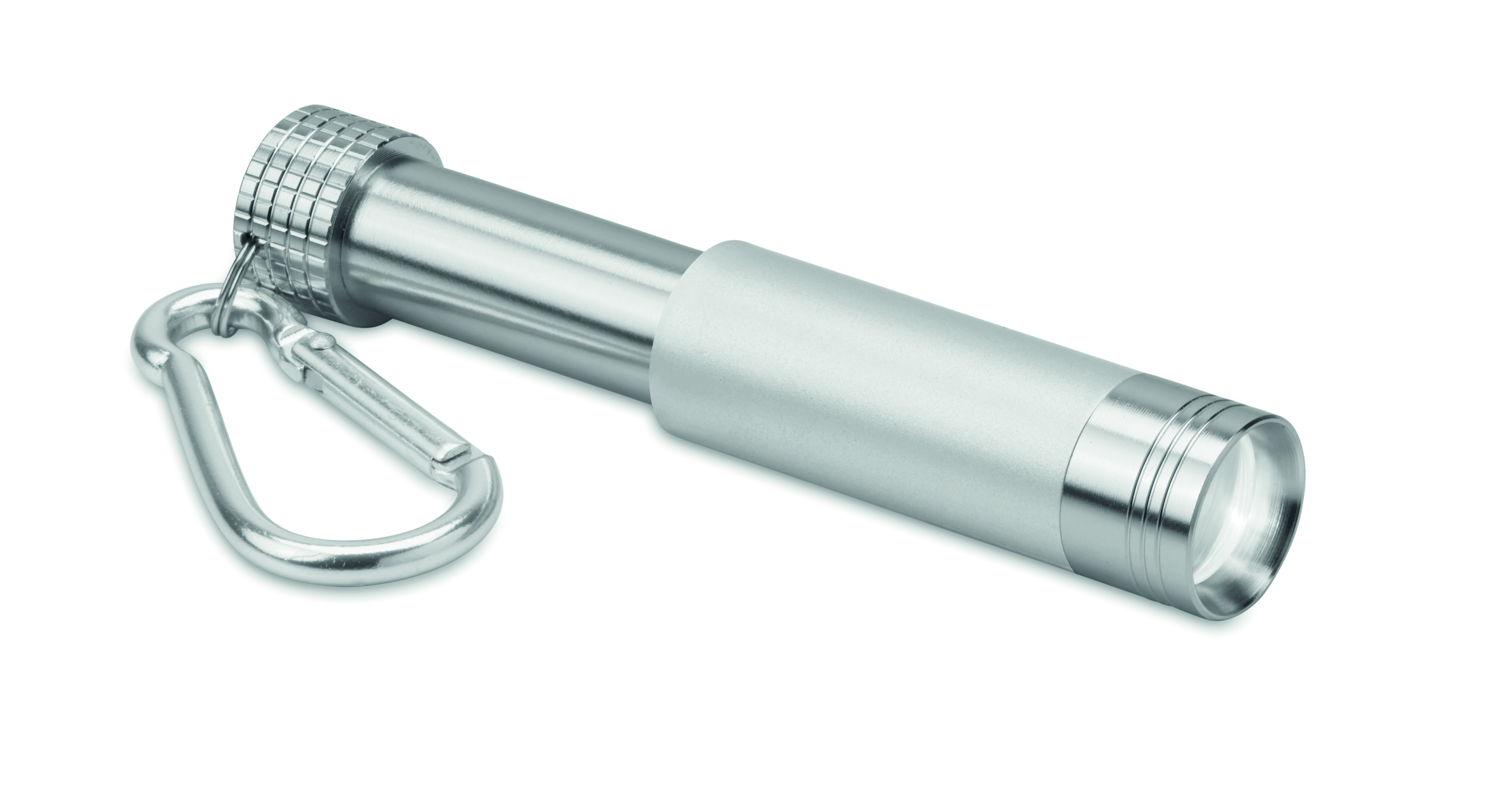 Schlüsselkappe, Kompaktleuchte, Metall, Carabiner-Anhänger, Koksilber