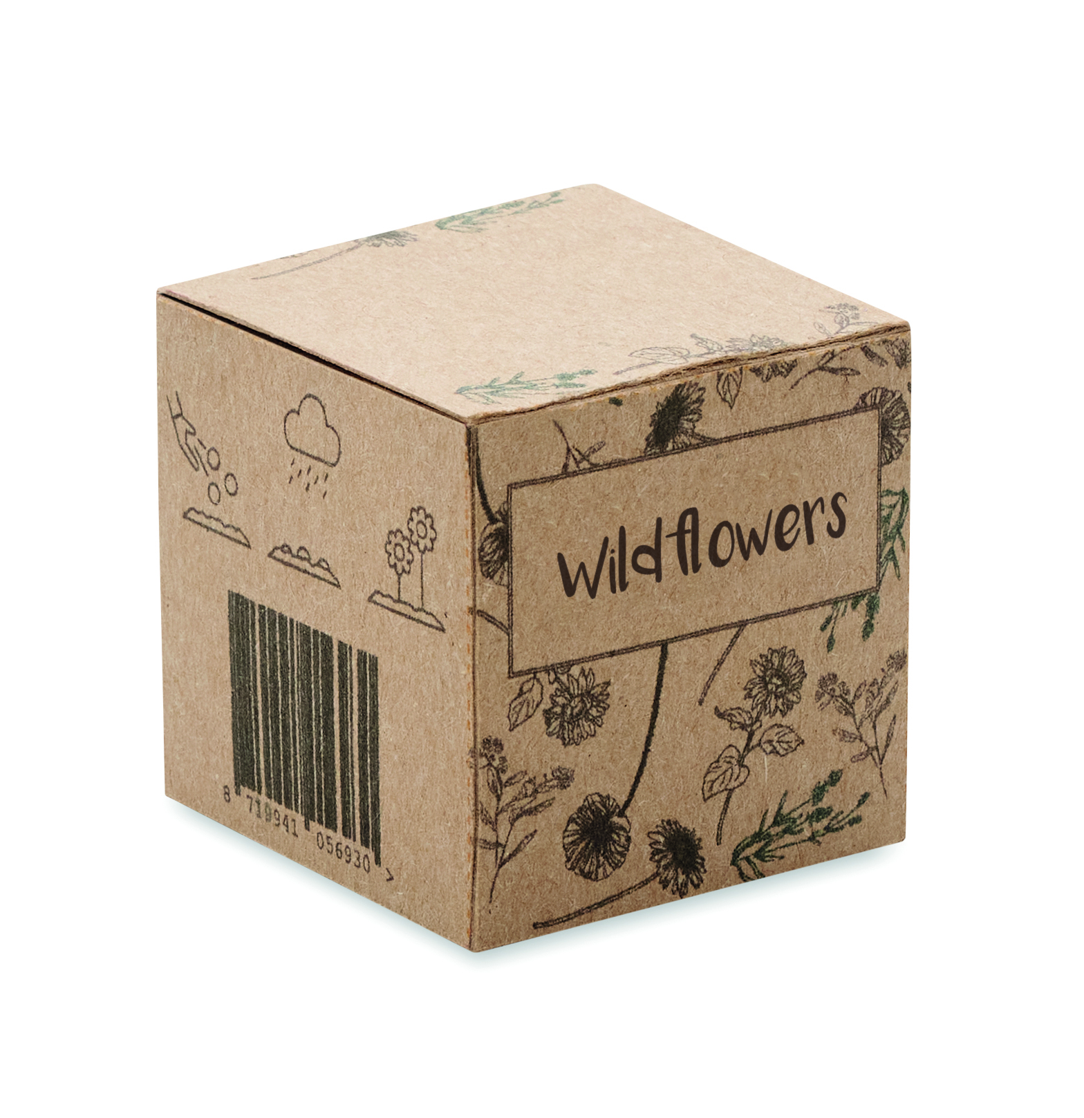 Kartonbox, Wildflowers, Verpackung, Barcode, Natur-Design