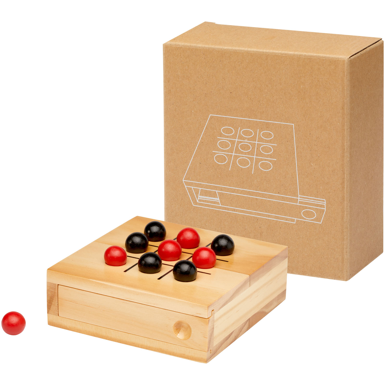 Holzspielzeug, Hacker-Spiel, Mühlespiel, Kugeln, Box-Set