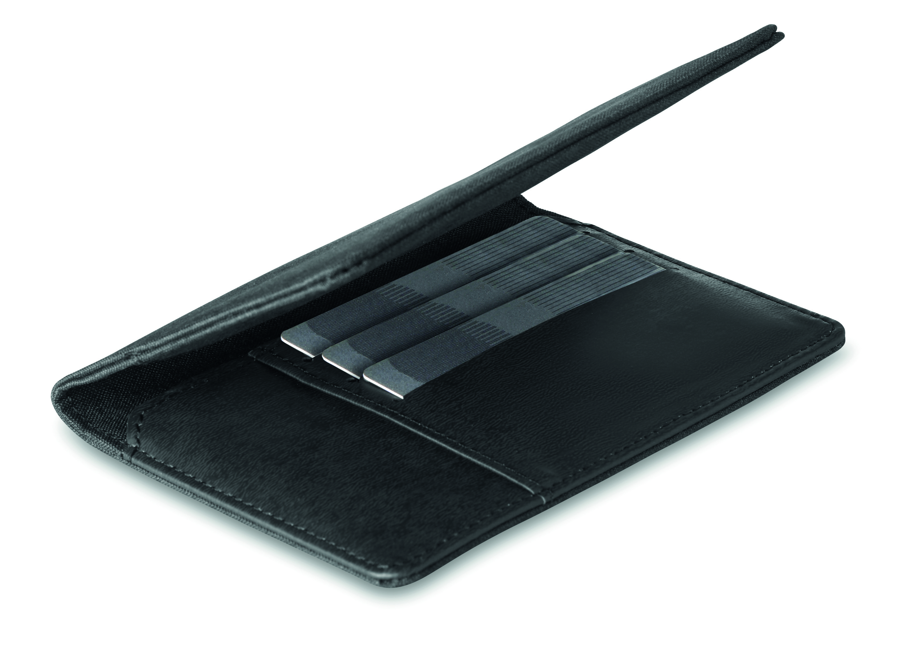 Geldbörse, Portemonnaie, Kartenfächer, Leder, Schwarz