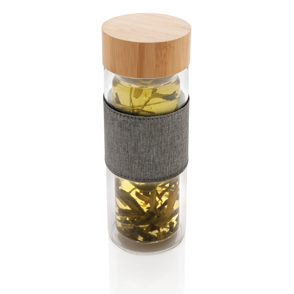 Teedose, Teebestand, Glasbehälter, Holzdeckel, Kammerung-Tees