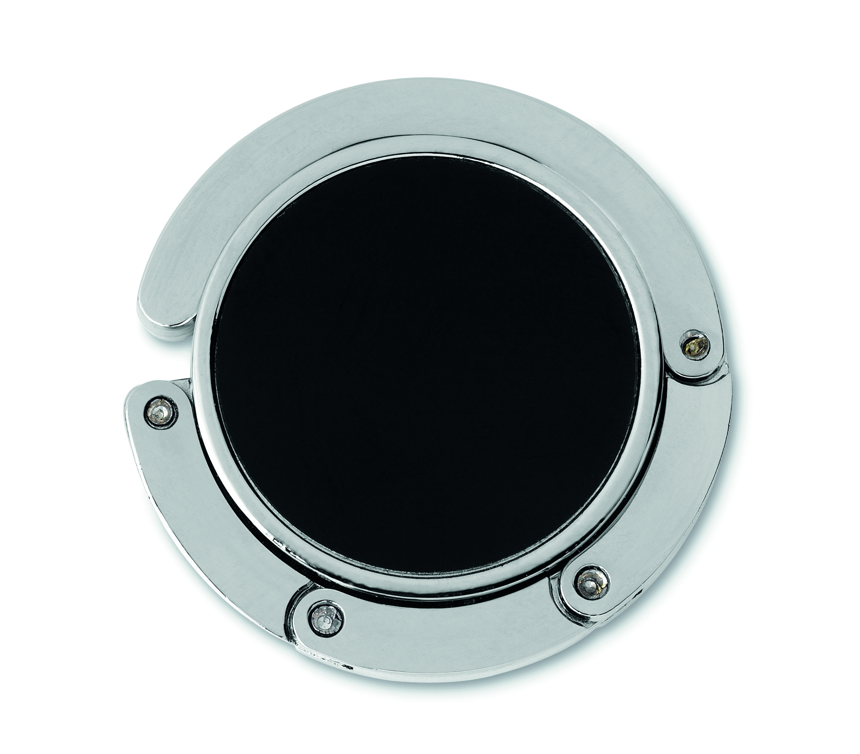 Hollower Kreis, Metalloptik, Chromring, schwarzer Mittelpunkt, verstellbares Scharnier, fidget, kugel, metall, chrom, magnet, kugellager, chromierte fassung, schwarz glas, metallring, verschluss, ringen, metall, schwarz, kofferverschluss, haken