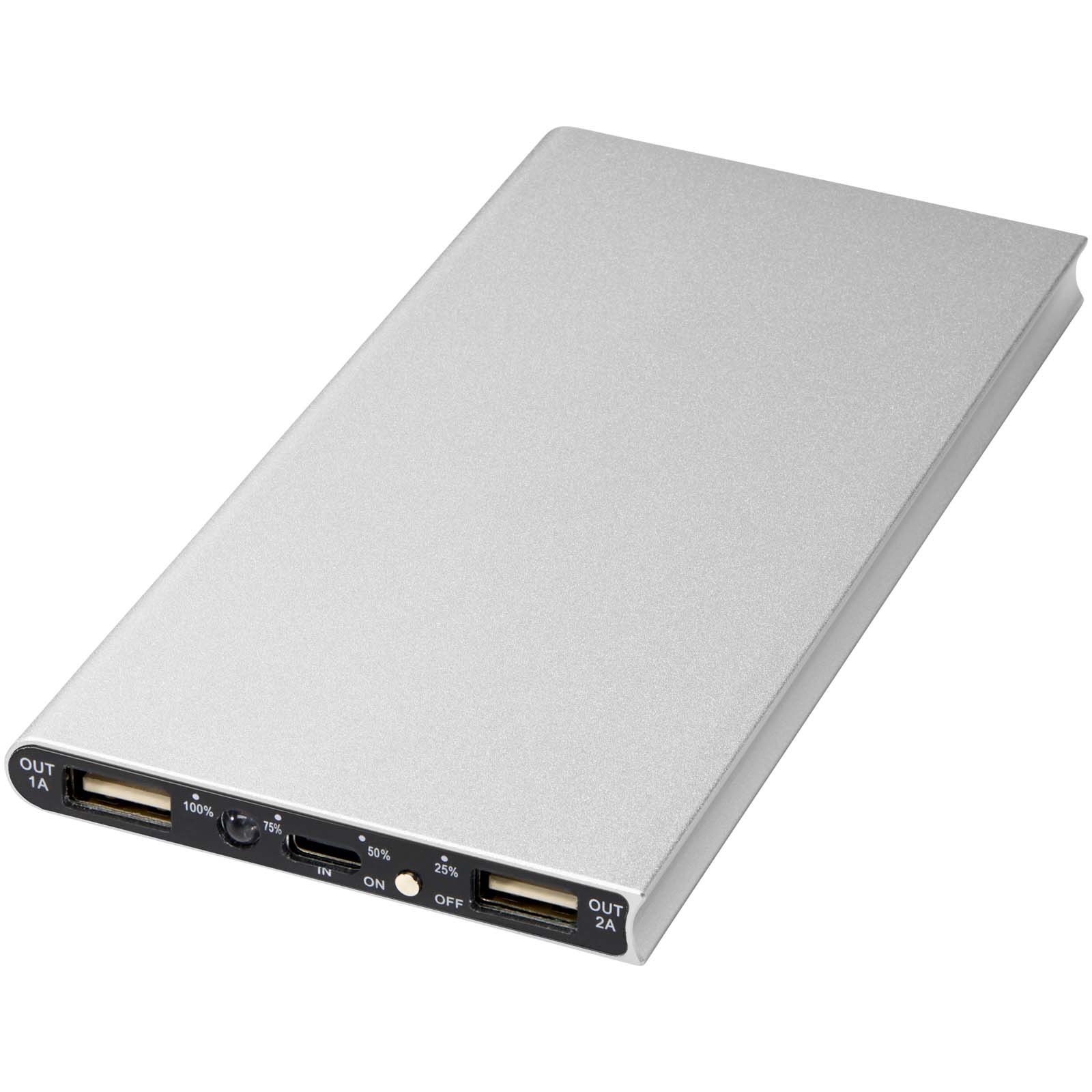 externer Akku, Power Bank, USB-A, Aluminium, Silber, HDMI-Switch, USB-C Netzteil, Aluminiumgehäuse, Silber, Porten-Paneel, Power bank, USB-C, USB-A, Aluminium, Metallgehäuse