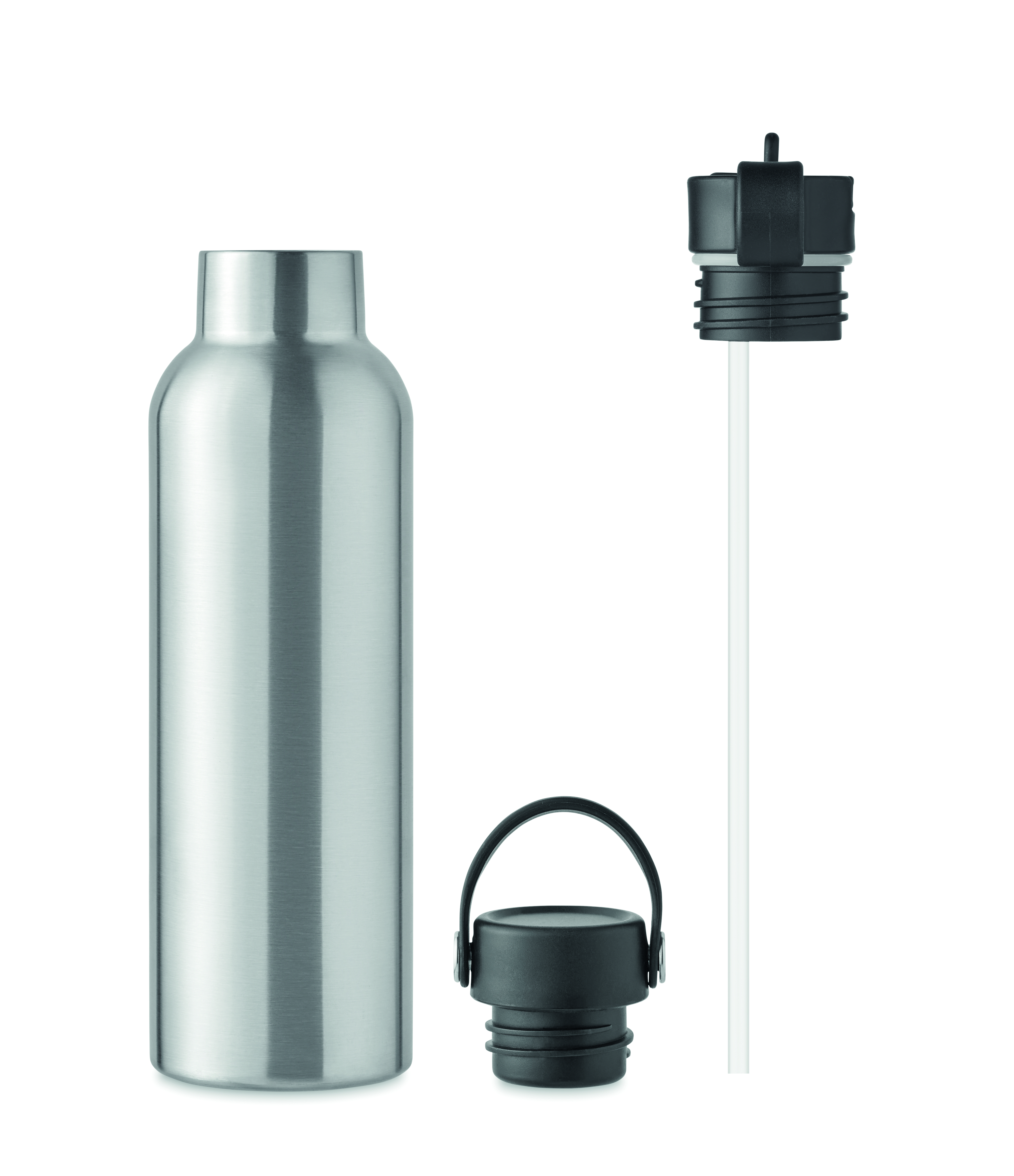 Stainless steel bottle, Water bottle, Metal flask, Cap, Straw attachment