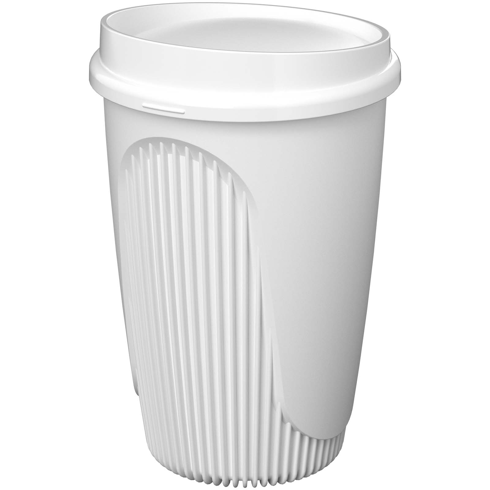 Kaffeebecher, To-Go-Becher, White, Metallfrei, Rillendesign, Becher, Travel-Mug, Kunststoff, Rippendes Design, Schraubdeckel