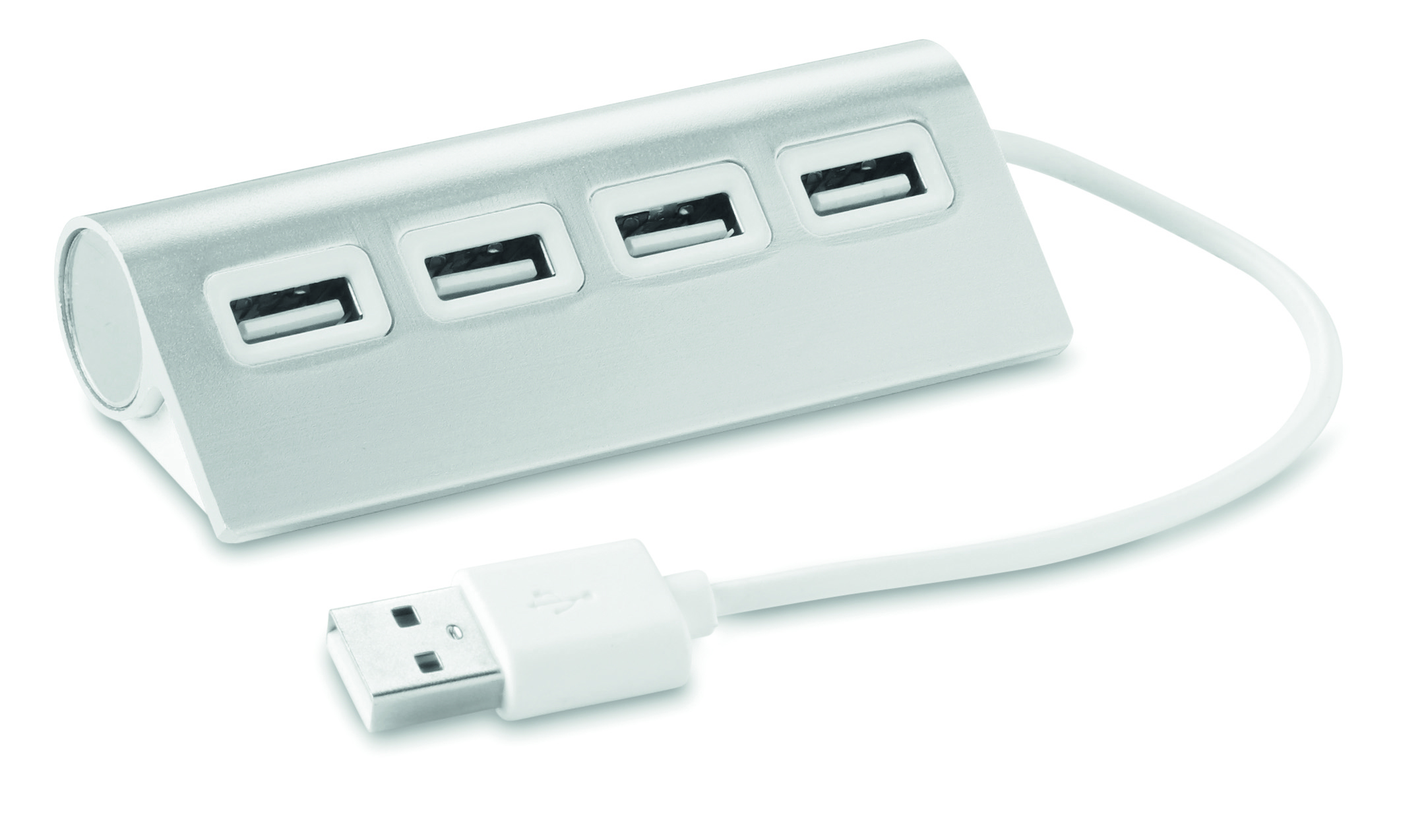 USB-Hub, 4-Port, Metall, Silber, USB